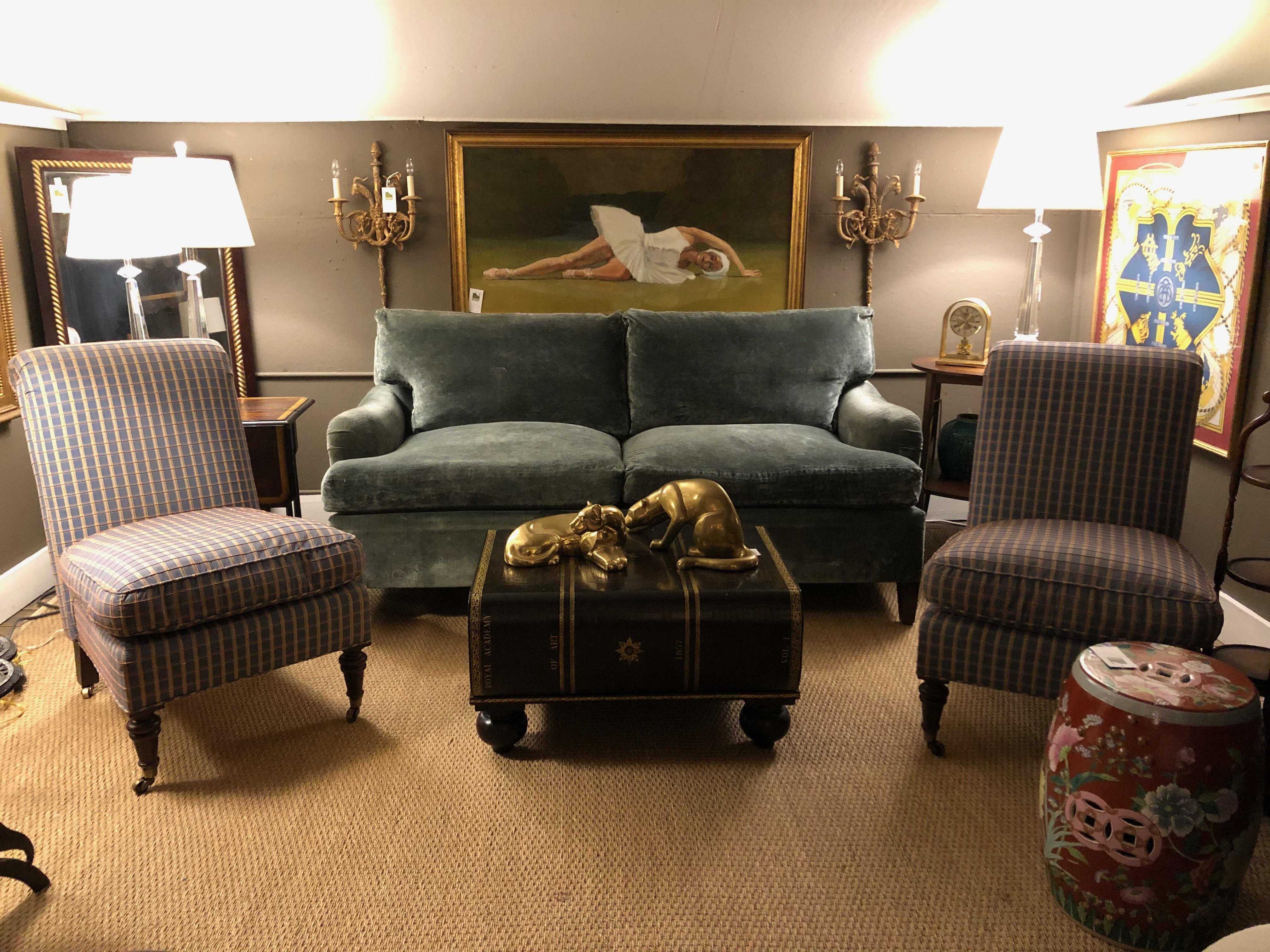 Luxurious Sage Velvet George Smith Style Classic Sofa 2