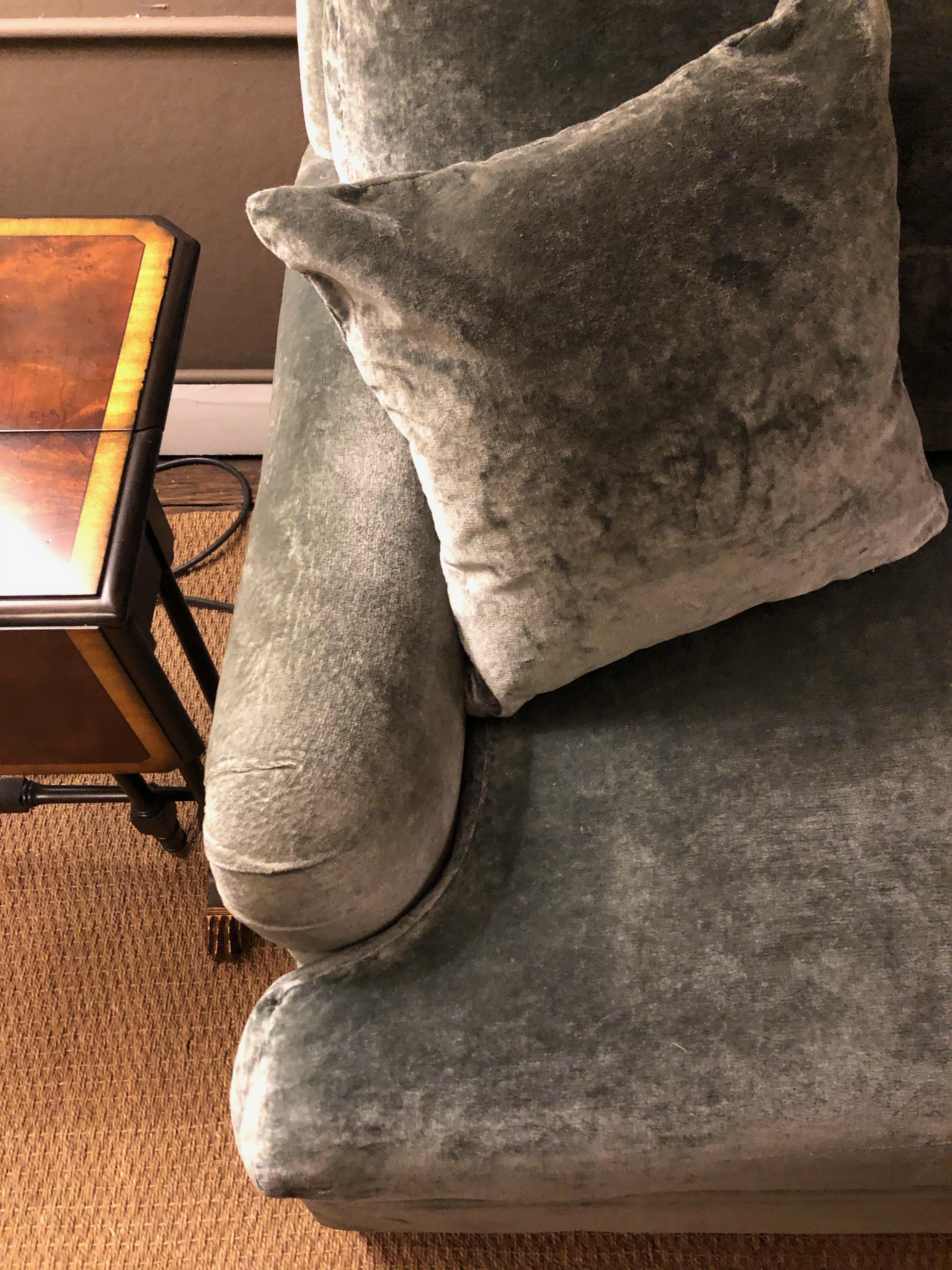 Luxurious Sage Velvet George Smith Style Classic Sofa 9