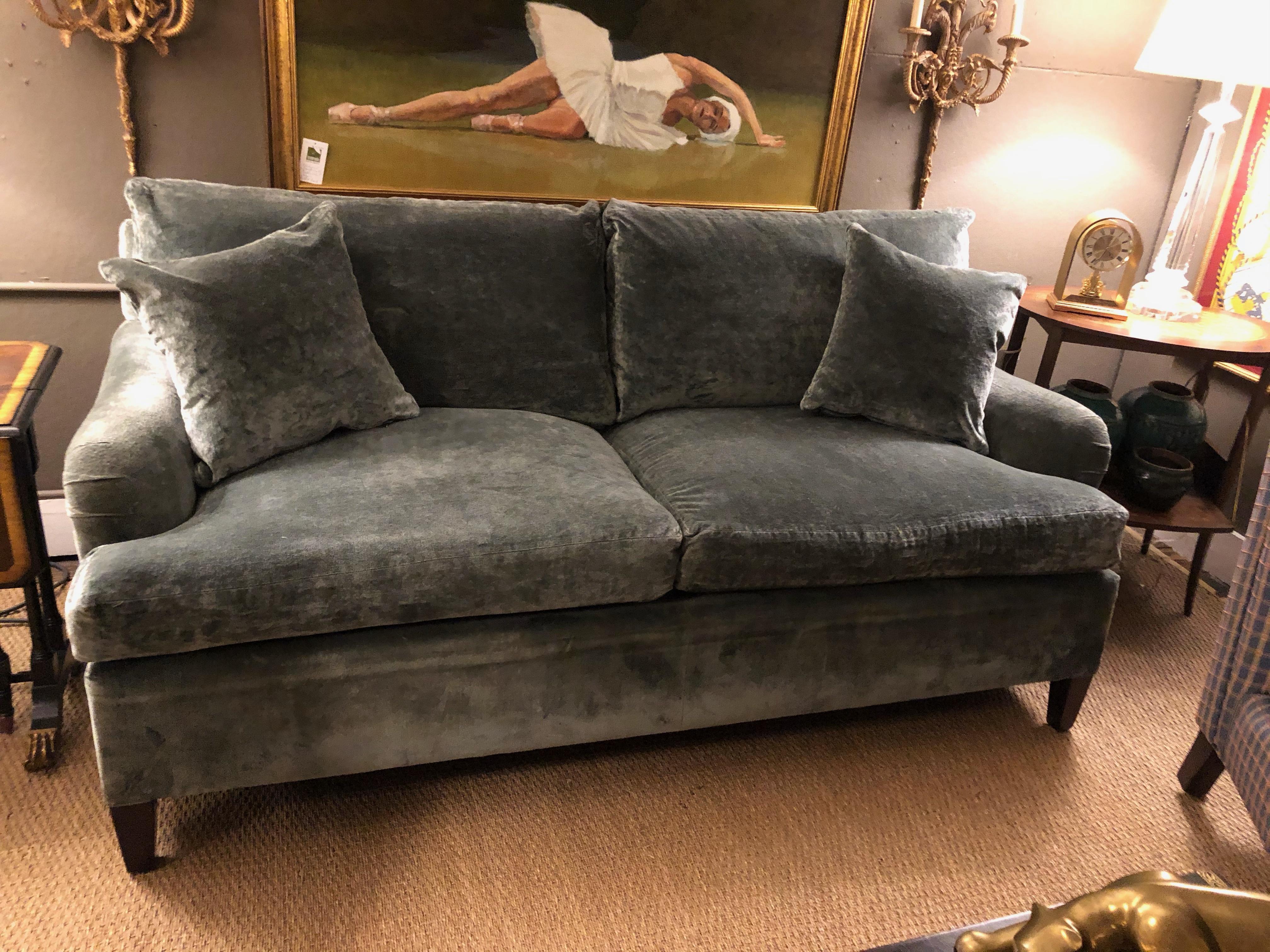 Luxurious Sage Velvet George Smith Style Classic Sofa 11