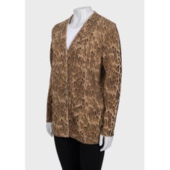 Luxurious Saint Laurent Animal Print Wool Blend Cardigan XS