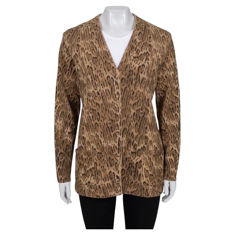 Luxurious Saint Laurent Animal Print Wool Blend Cardigan XS