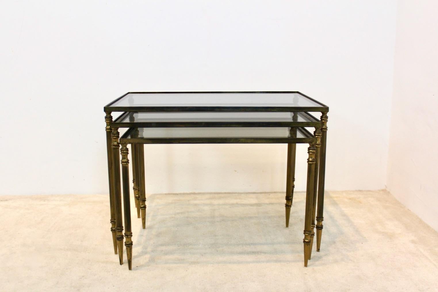 Mid-Century Modern Luxurious Set of Maison Charles Nesting Tables For Sale