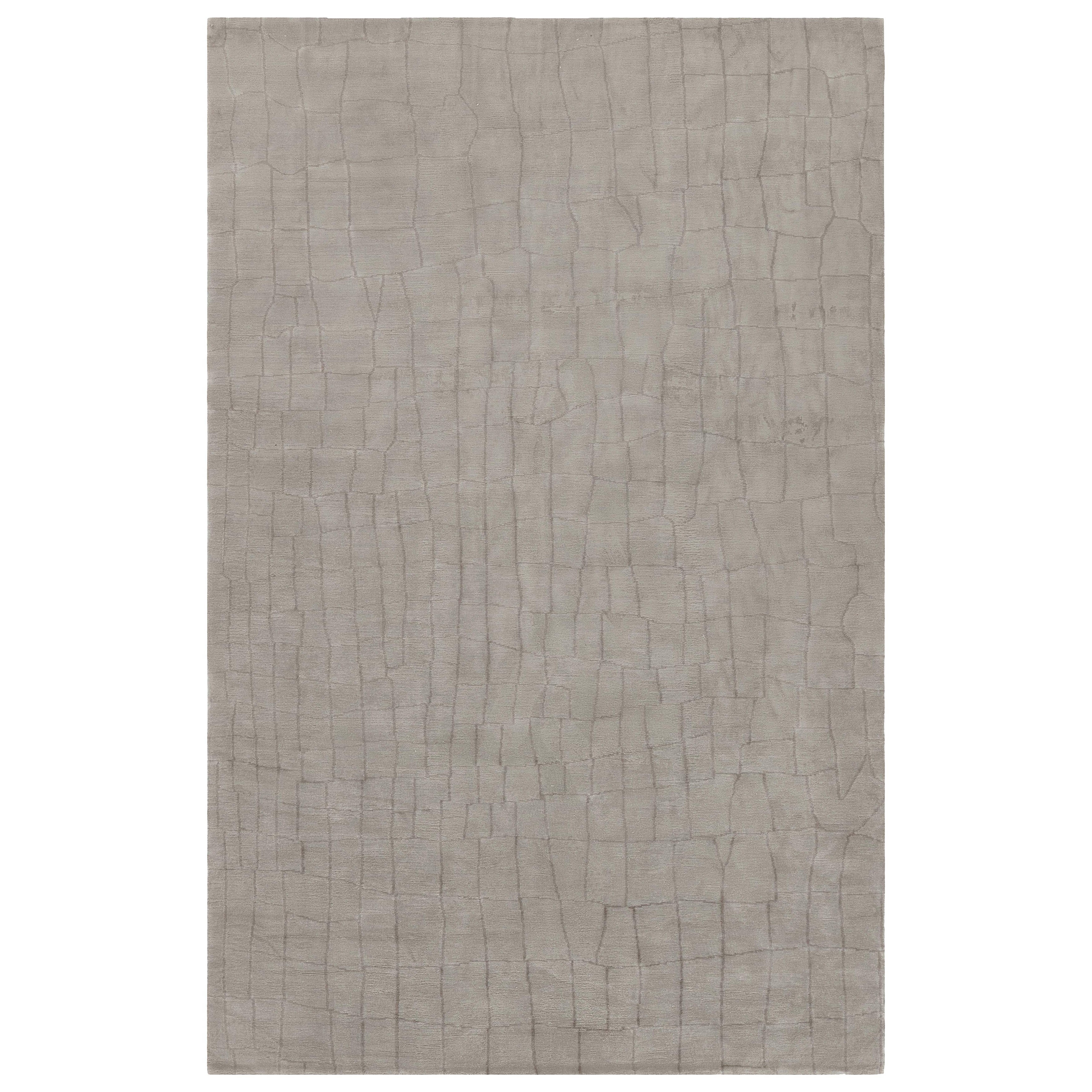 Luxurious Silk Rug with Grey Crocodile Skin Design by Doris Leslie Blau For Sale