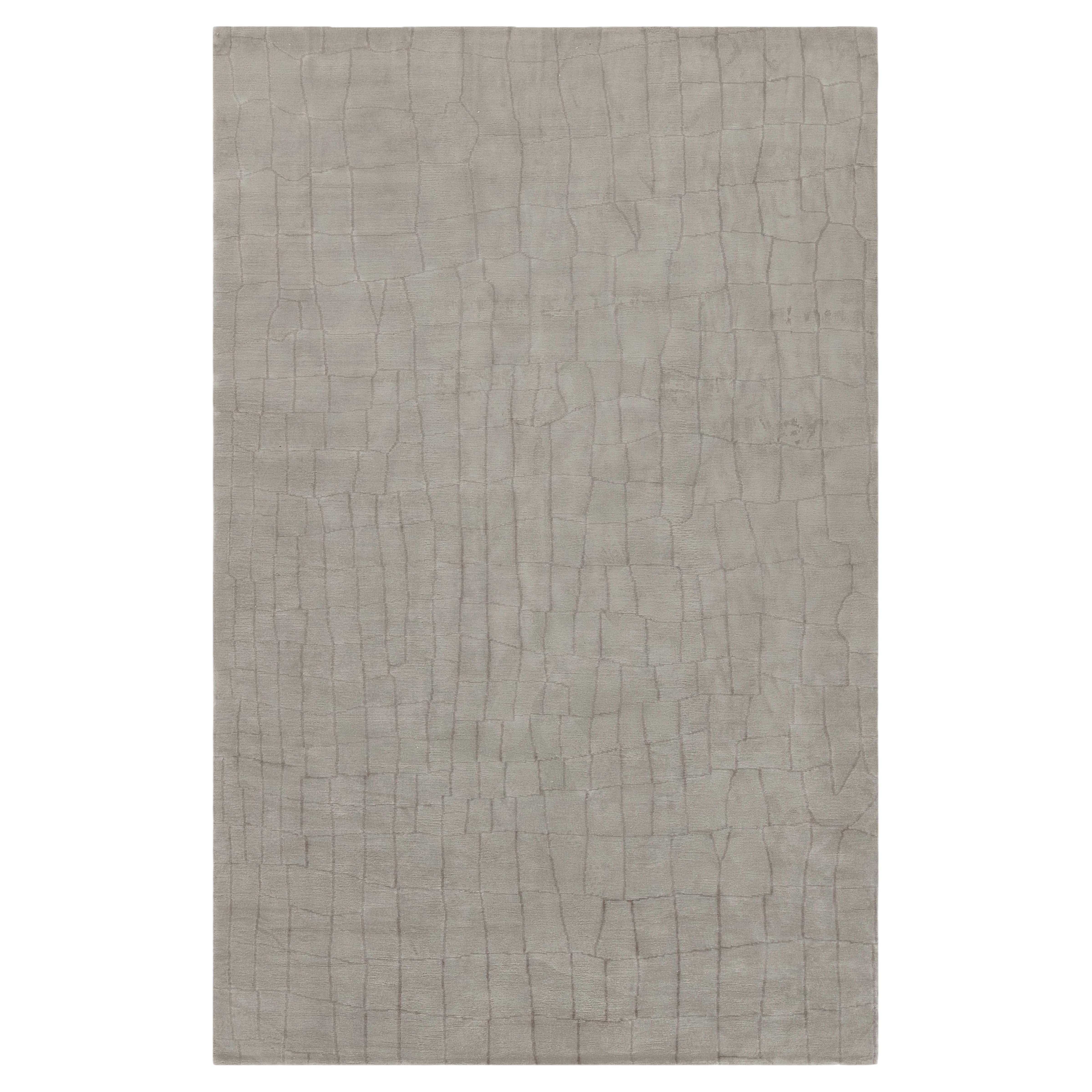 Luxurious Silk Rug with Grey Crocodile Skin Design by Doris Leslie Blau