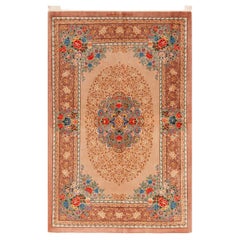 Luxuriöser kleiner feiner, geblümter Vintage Persischer Qum-Teppich aus Seide 2'7" x 4'1"