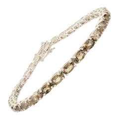 Lussuoso bracciale tennis artigianale in argento 925 con topazio fumé per lei