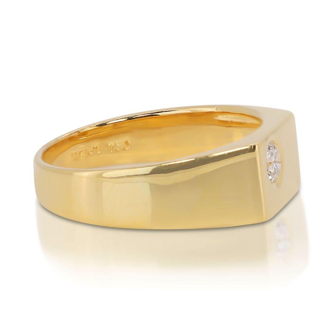 Luxueuse bague solitaire en or jaune 18 carats sertie de diamants  en vente 2