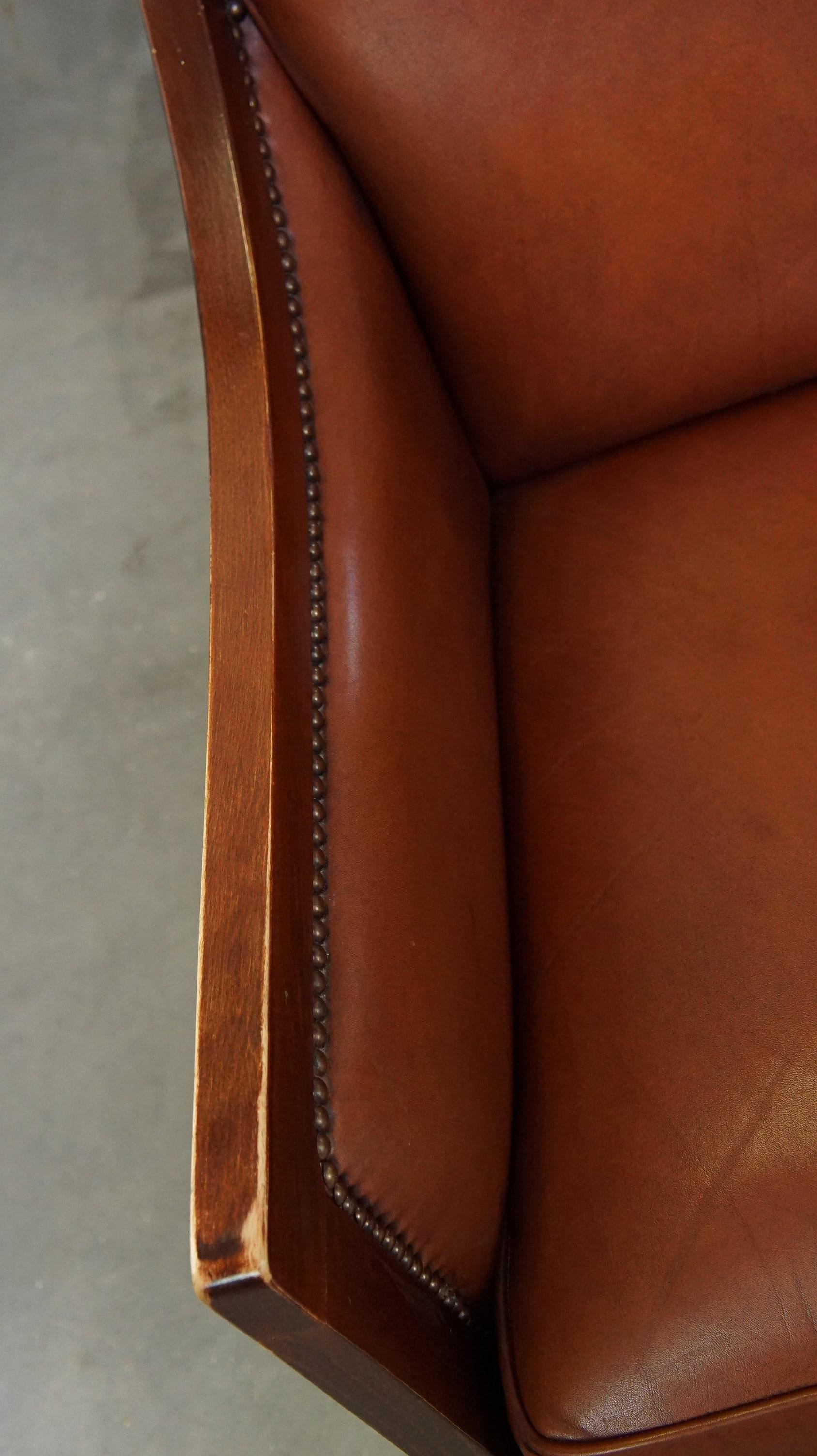 Vacchetta Lussuoso, maestoso, set di 2 poltrone in pelle di mucca color cognac dal design Art Deco in vendita