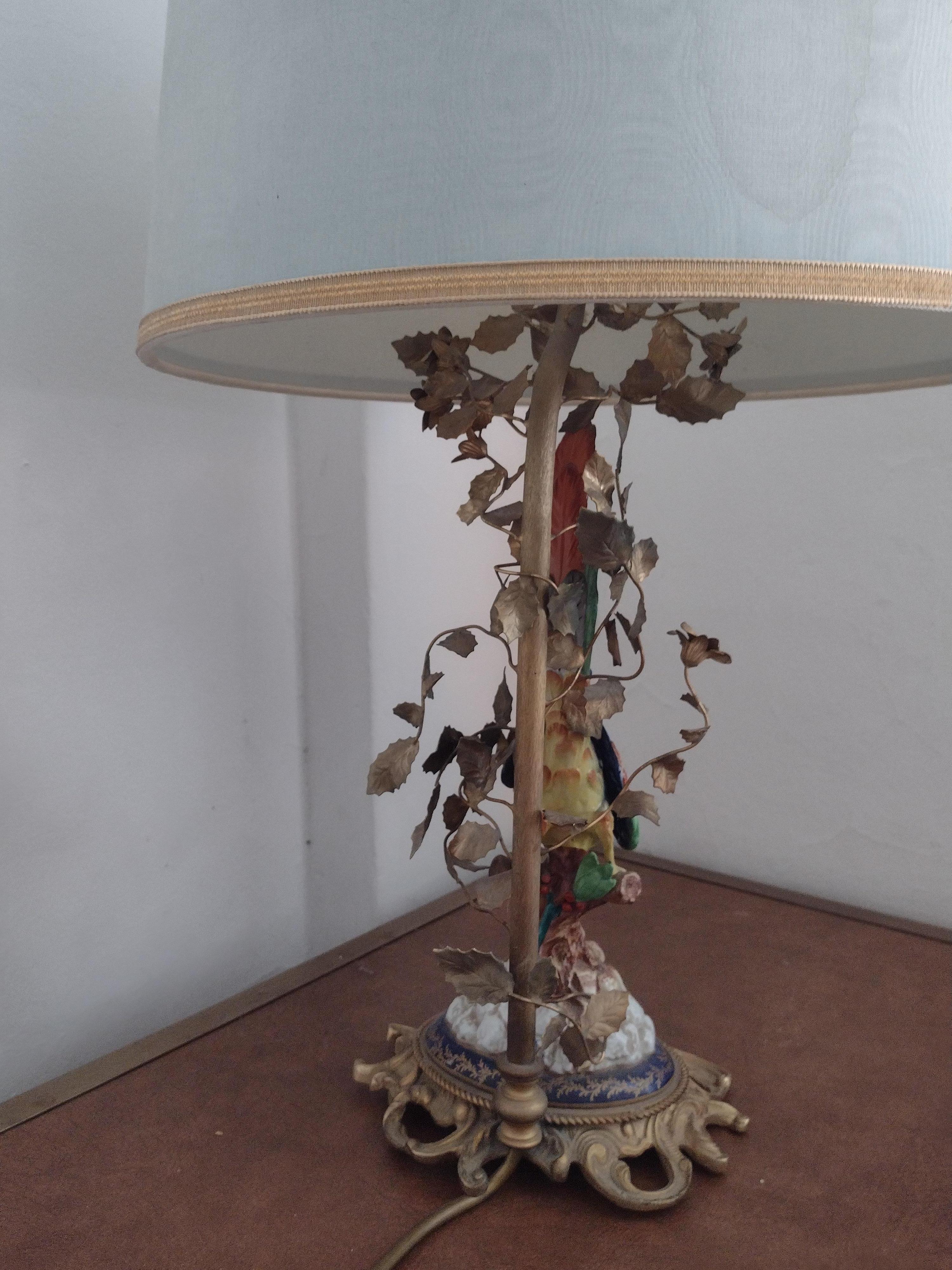 Luxurious Table Lamp with  Tropical Bird, Italy 1950s For Sale 5