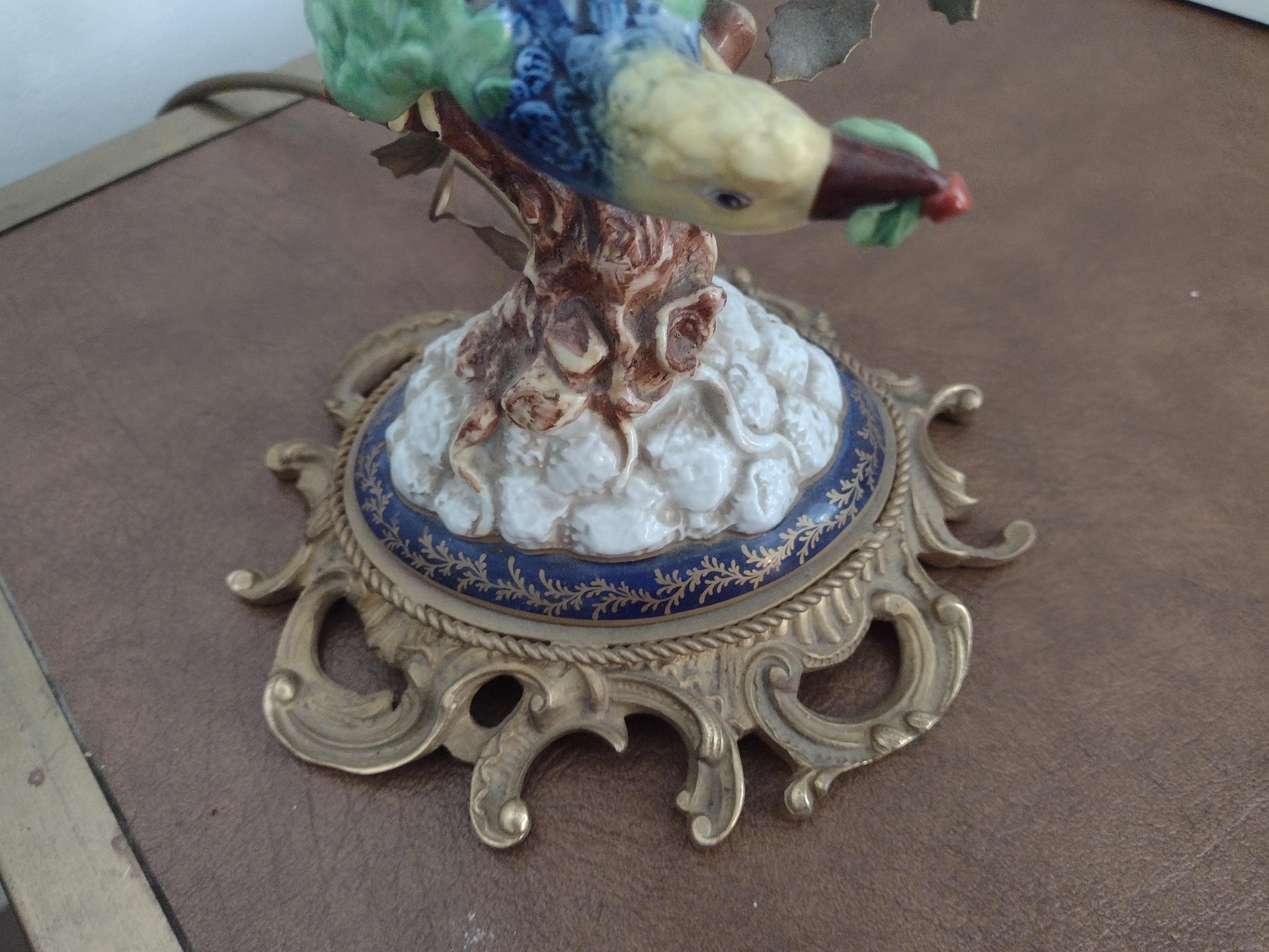 Luxurious Table Lamp with  Tropical Bird, Italy 1950s In Good Condition For Sale In London, GB
