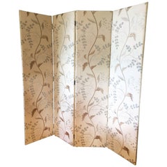 Luxurious Tall Custom Screen Upholstered in Pierre Frey Serenite Linen
