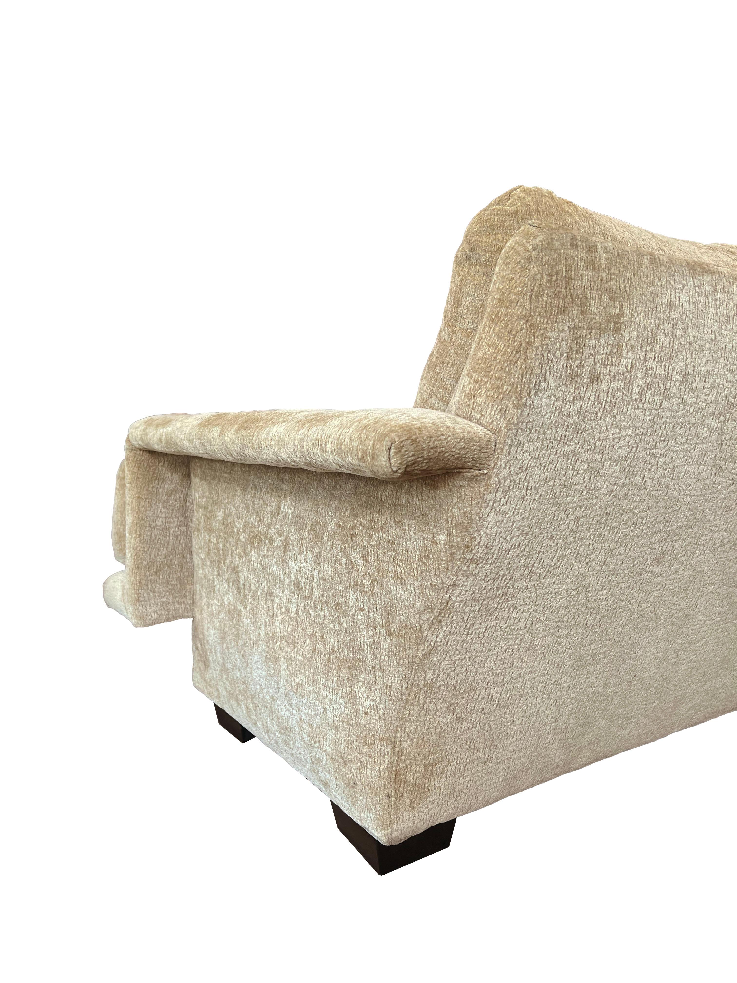 Unknown Luxurious Tan Velvet Sofa For Sale