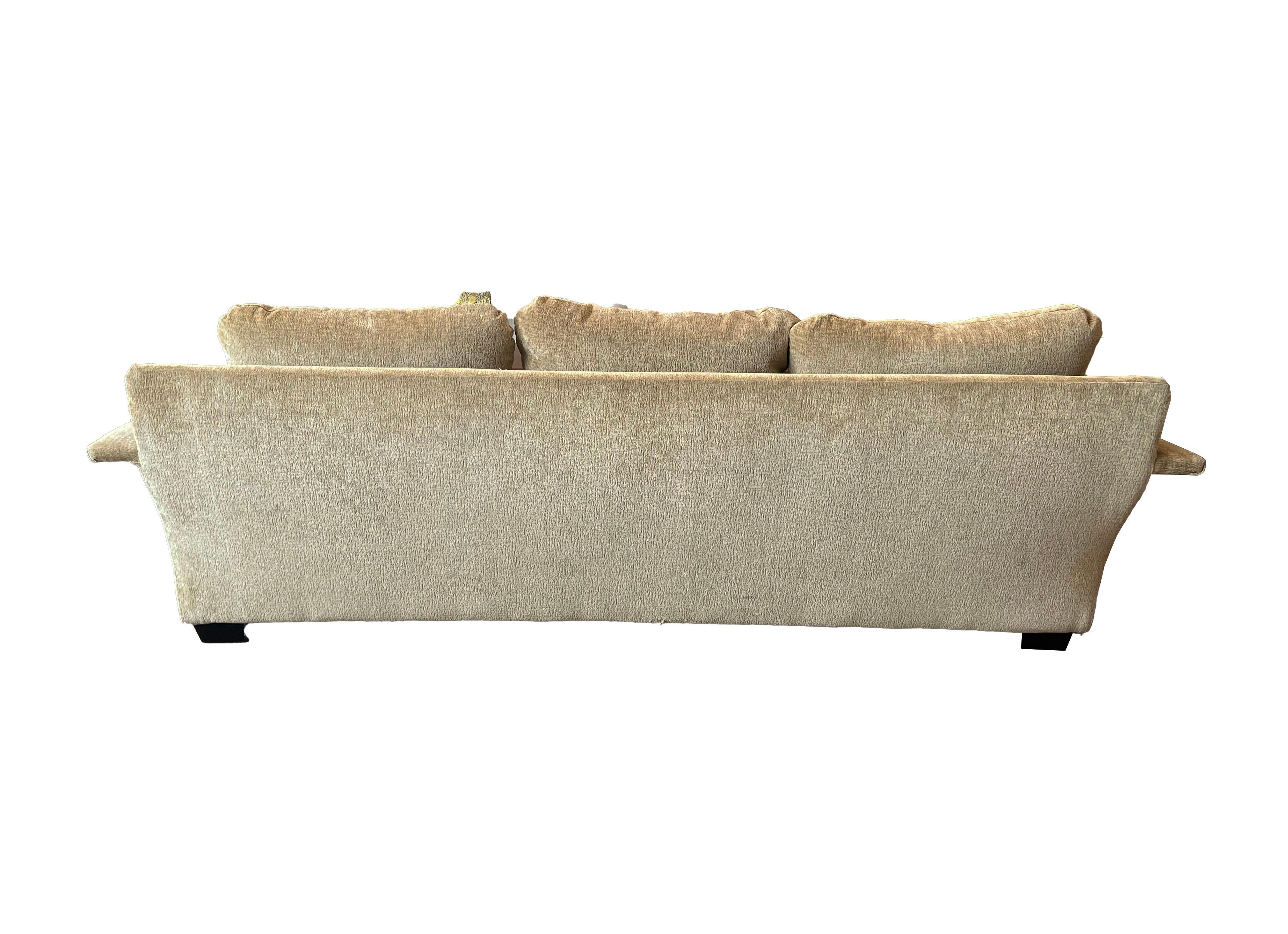 Luxurious Tan Velvet Sofa In Good Condition For Sale In Scottsdale, AZ