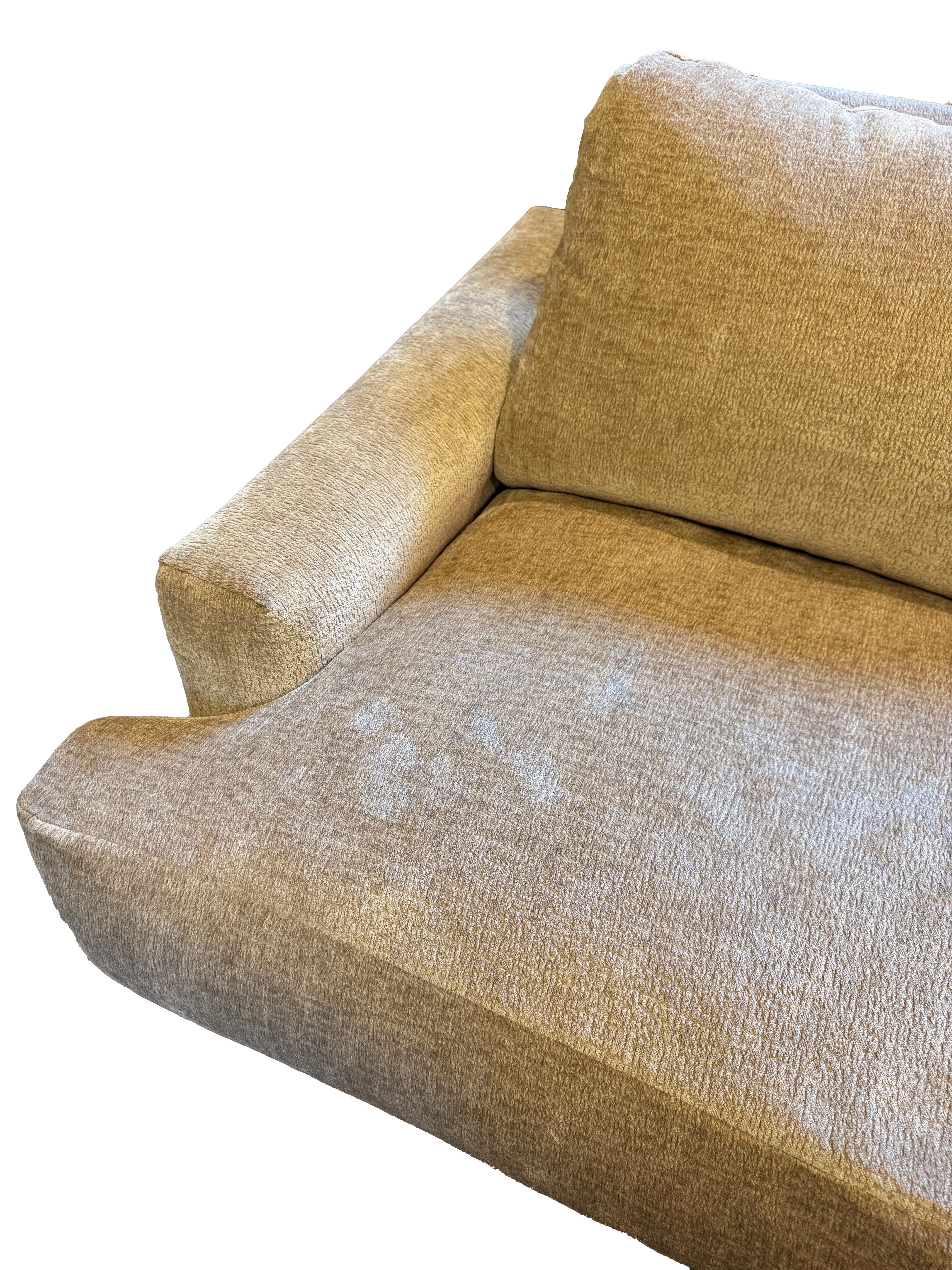 20th Century Luxurious Tan Velvet Sofa For Sale