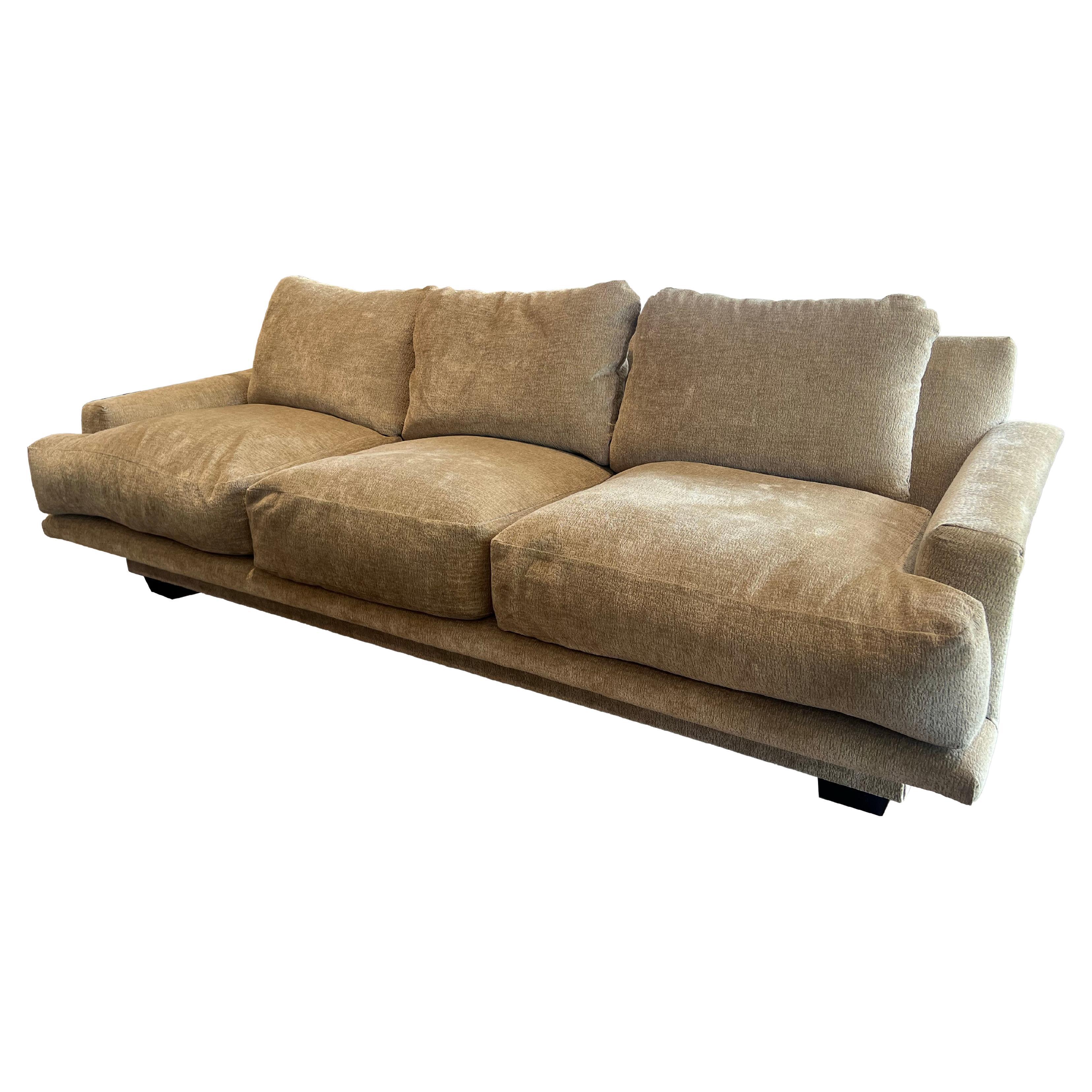 Luxurious Tan Velvet Sofa For Sale