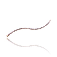 Luxurious Tennis Bracelet 9.60 Carat Diamonds and Sapphires 14k Rose Gold