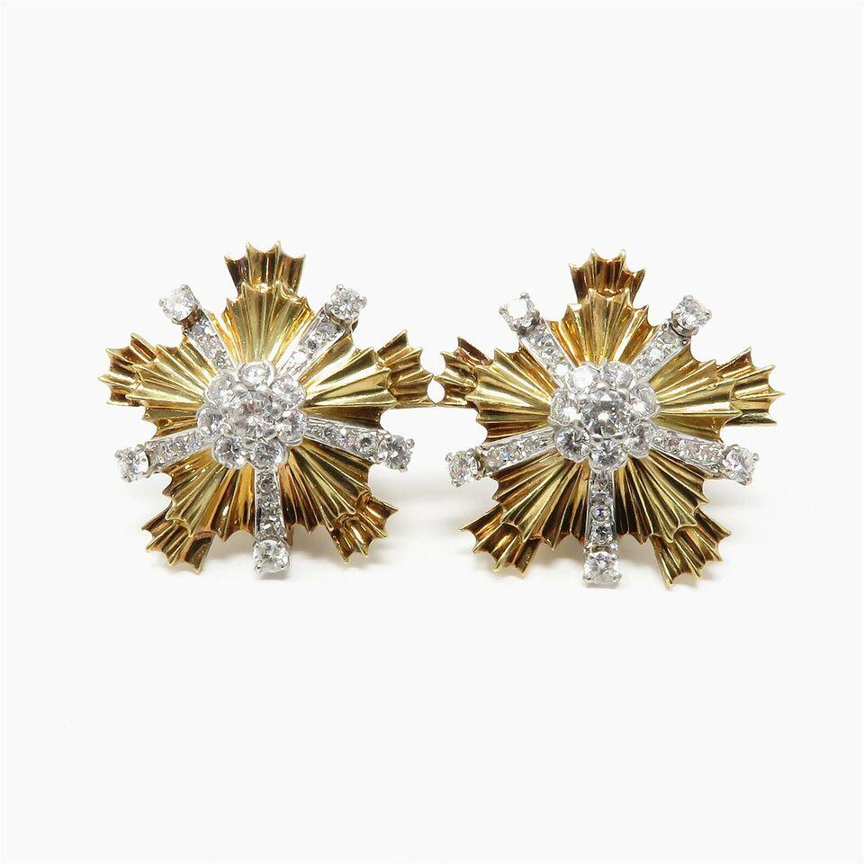 Round Cut Luxurious Tiffany & Co. 18k Platinum Diamond Earrings For Sale