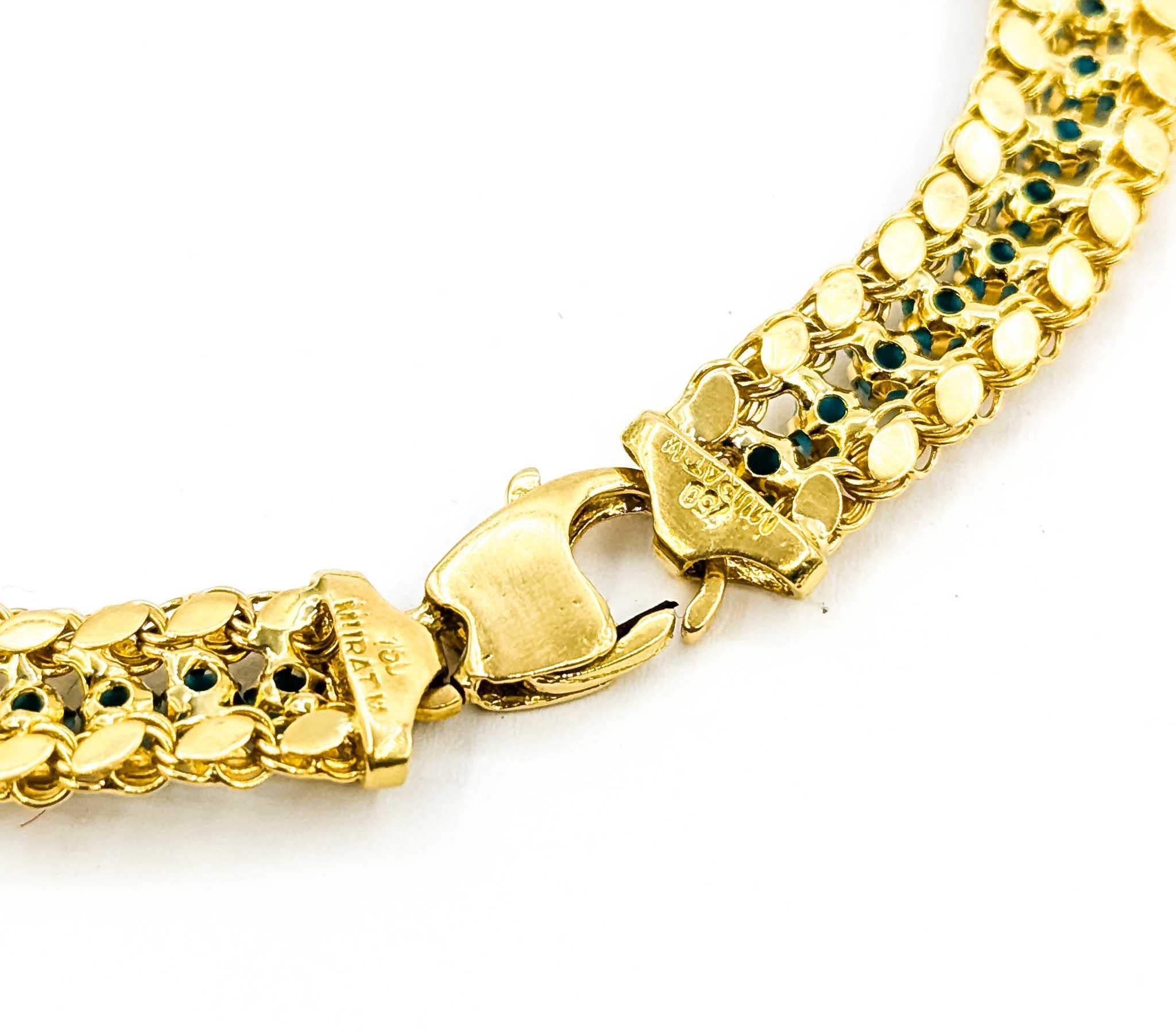 Luxueux bracelet à mailles en or jaune 18k et turquoise en vente 4