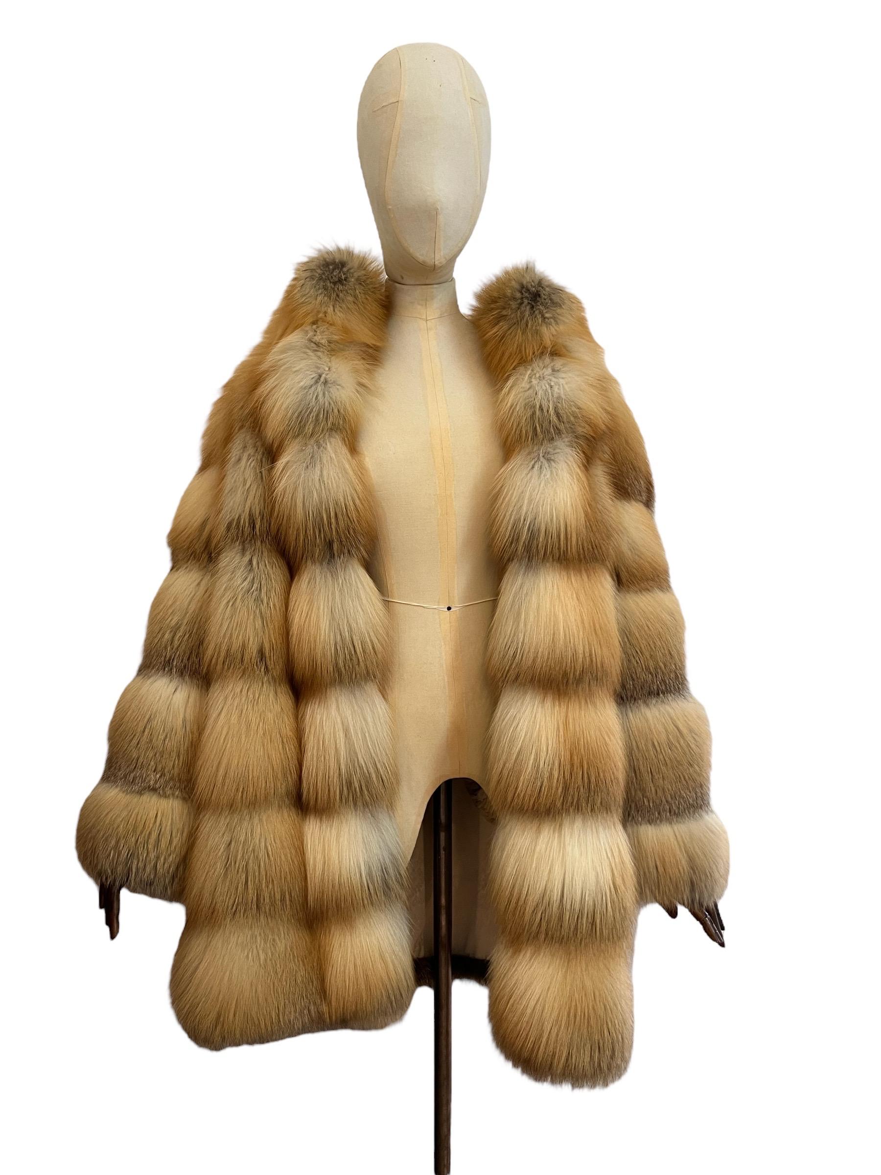 Luxurious Vintage 2000's Escada Crystal Golden Island Fox Fur Coat For Sale 6