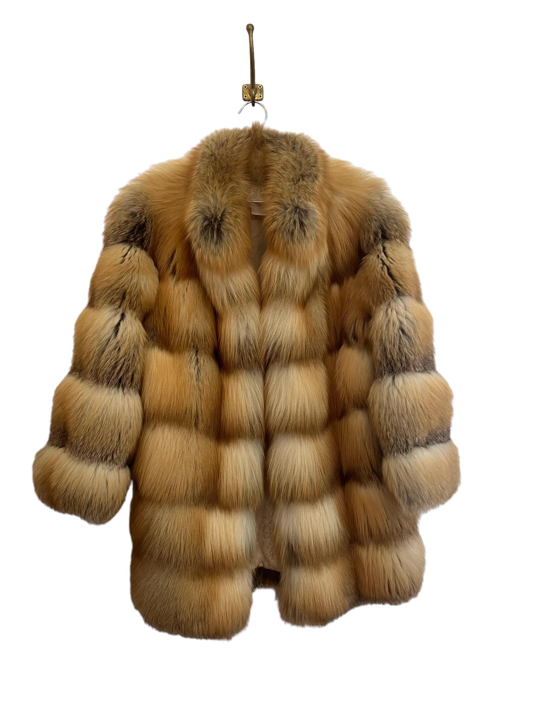 Luxurious Vintage 2000's Escada Crystal Golden Island Fox Fur Coat For Sale 9