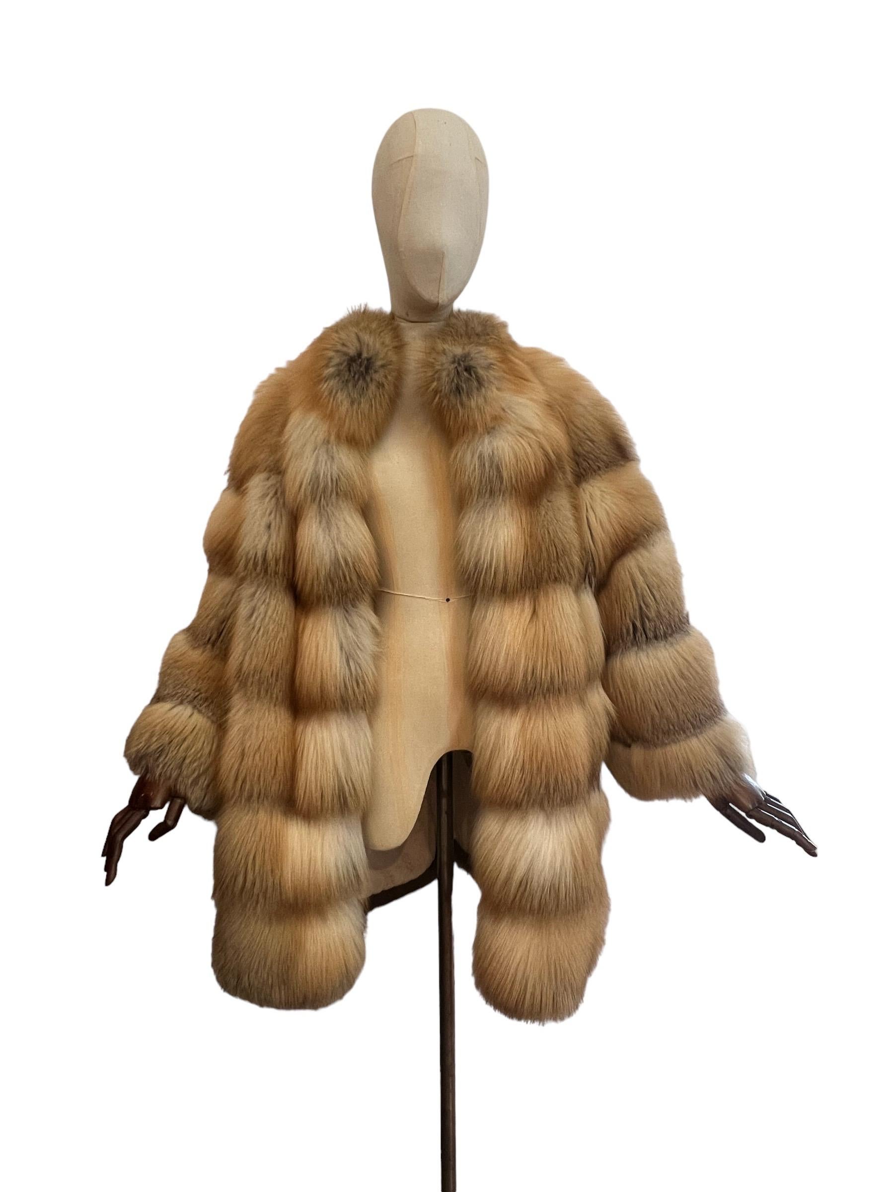 Luxurious Vintage 2000's Escada Crystal Golden Island Fox Fur Coat For Sale 10