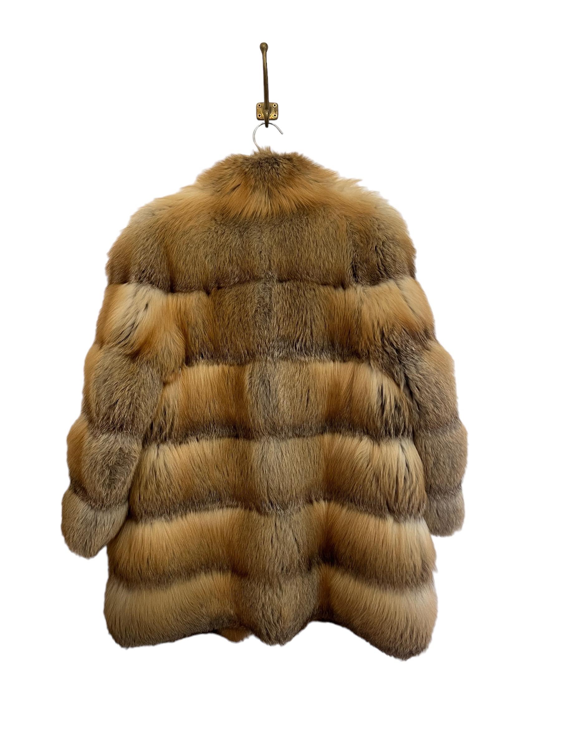 Luxurious Vintage 2000's Escada Crystal Golden Island Fox Fur Coat For Sale 11