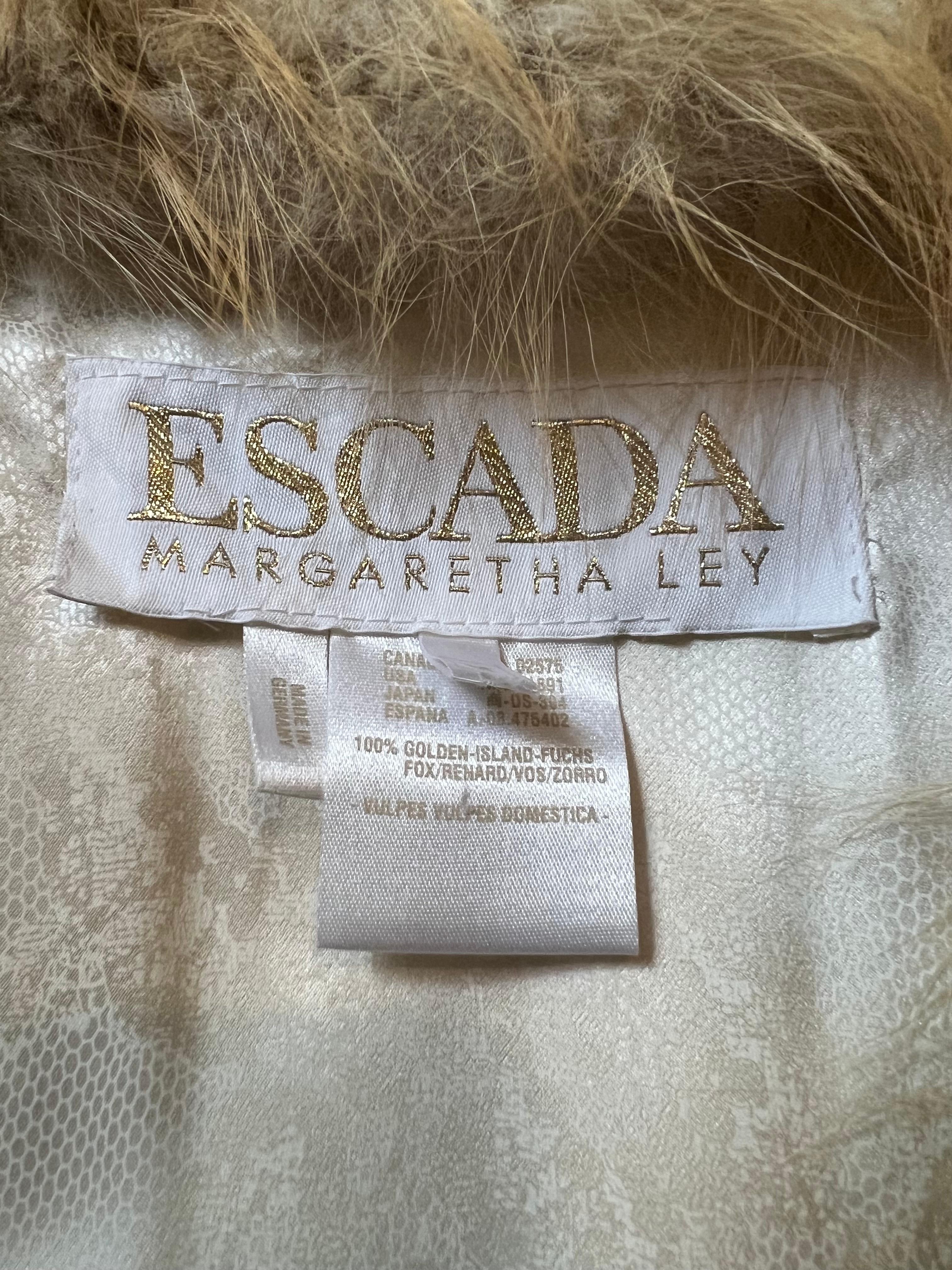 Luxurious Vintage 2000's Escada Crystal Golden Island Fox Fur Coat In Excellent Condition For Sale In Sheffield, GB