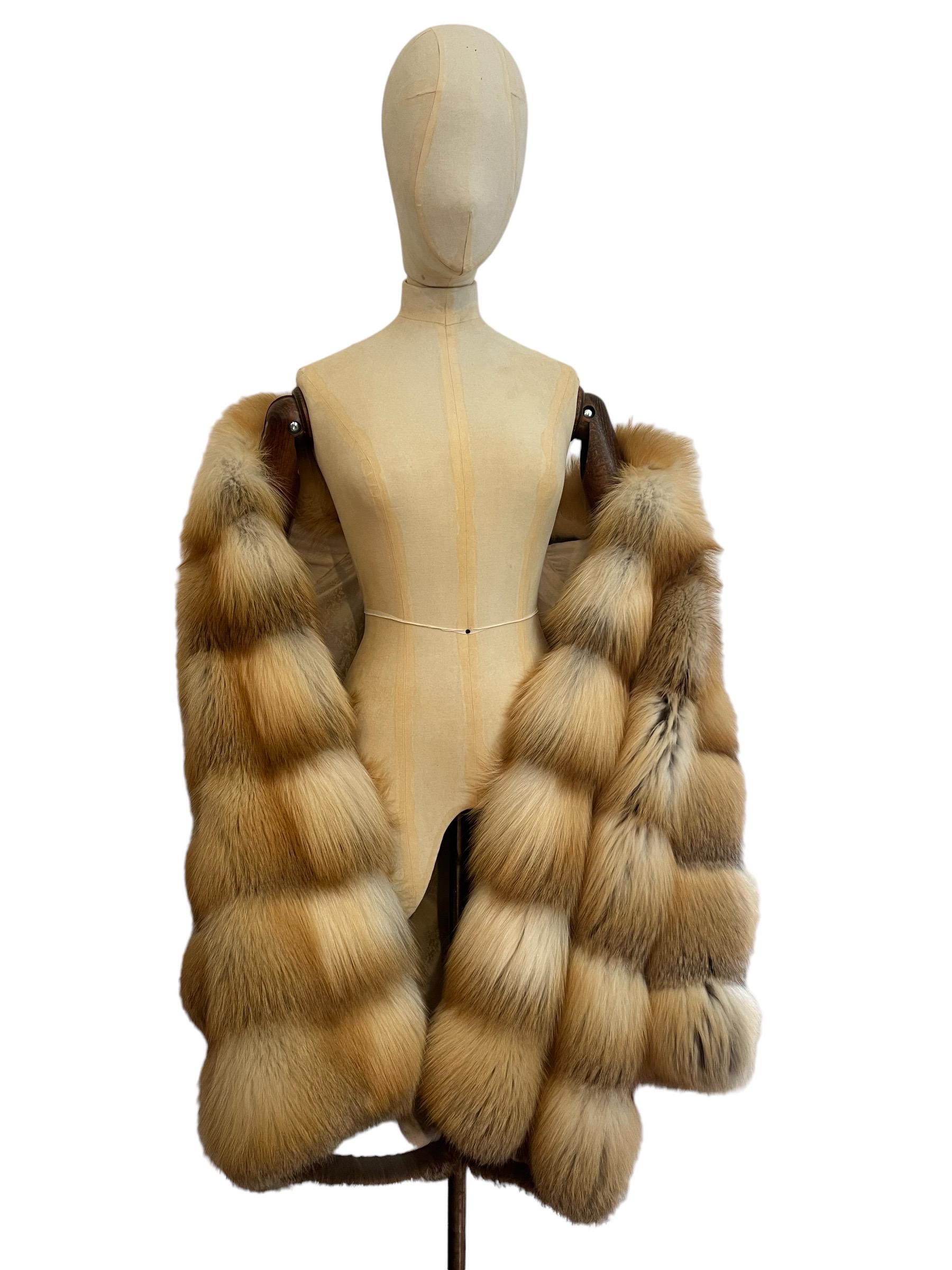 Women's Luxurious Vintage 2000's Escada Crystal Golden Island Fox Fur Coat For Sale