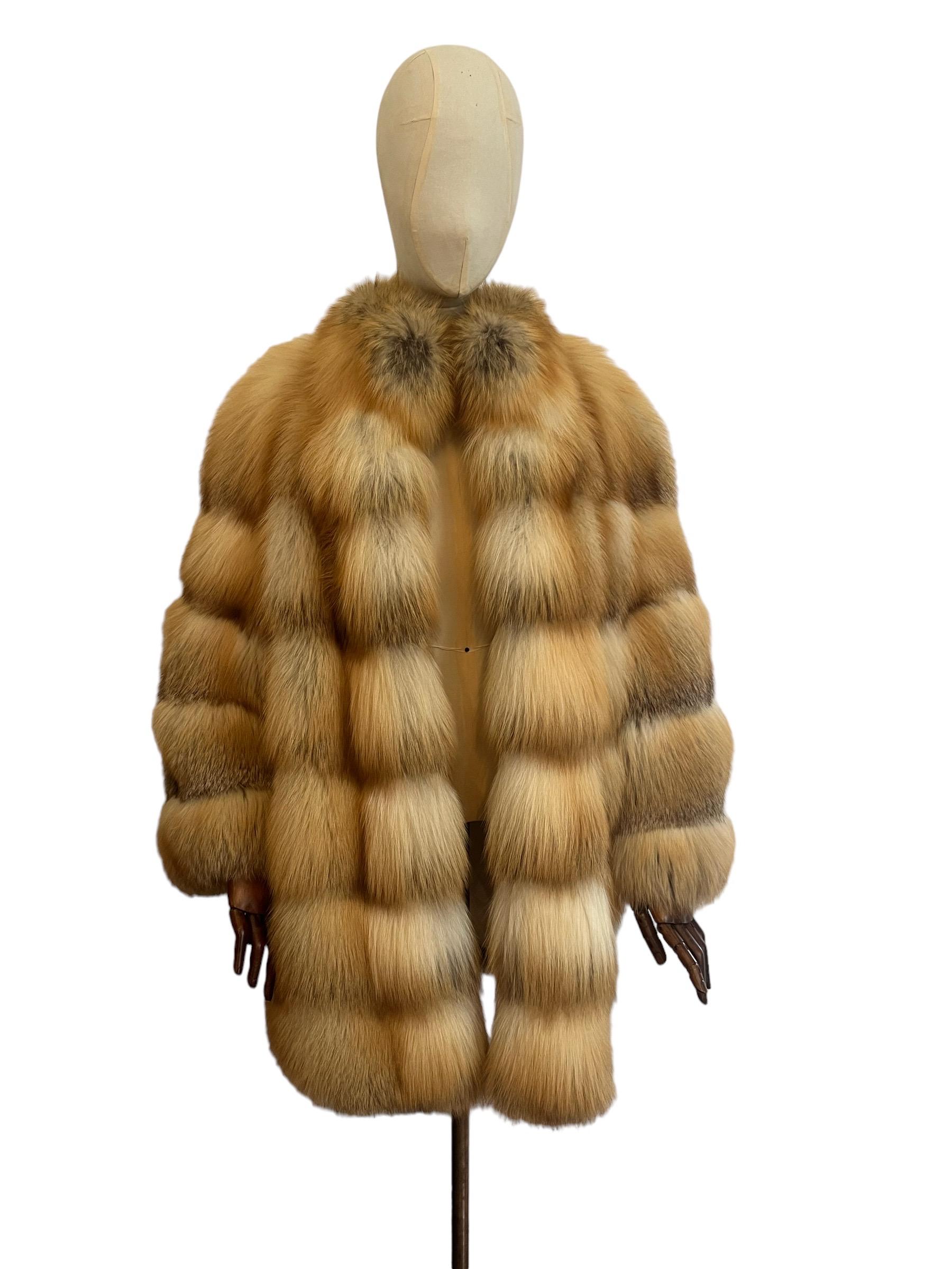 Luxurious Vintage 2000's Escada Crystal Golden Island Fox Fur Coat For Sale 2