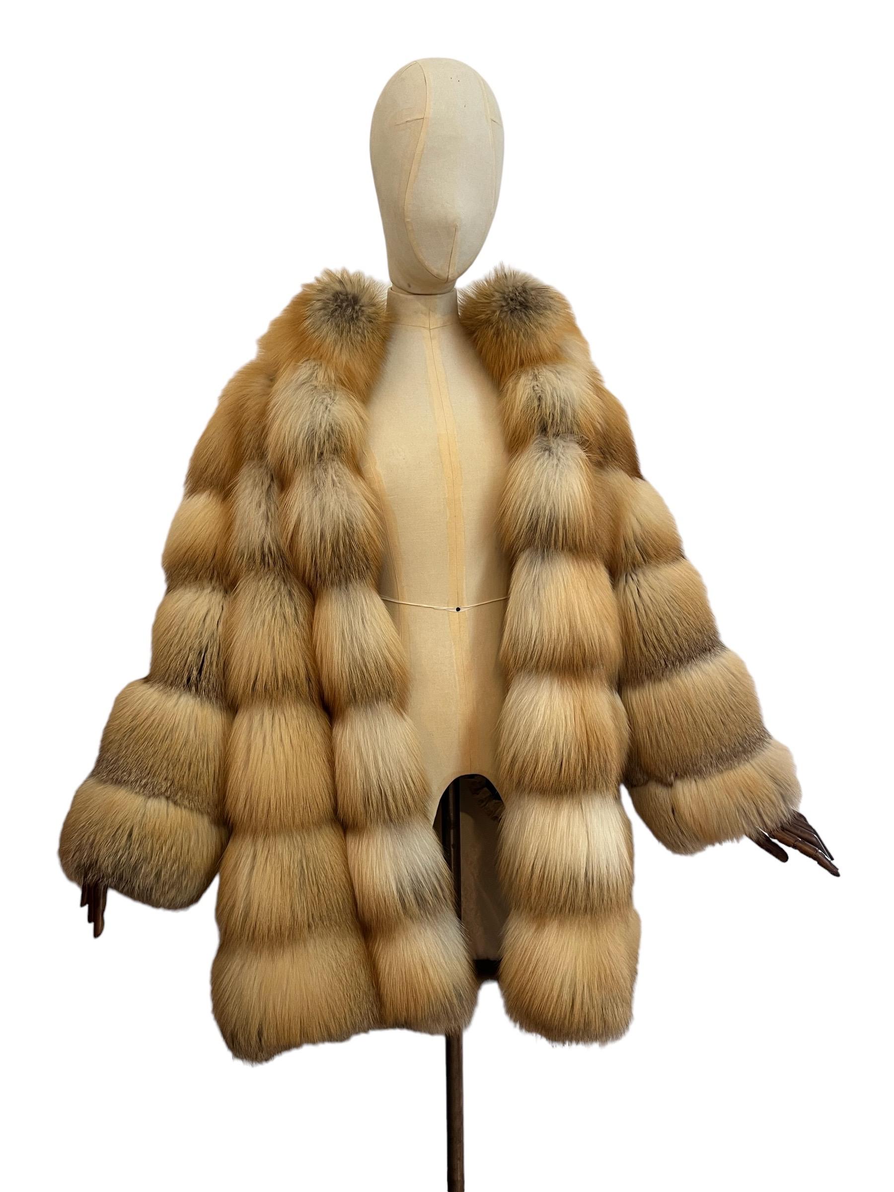 Luxurious Vintage 2000's Escada Crystal Golden Island Fox Fur Coat For Sale 4