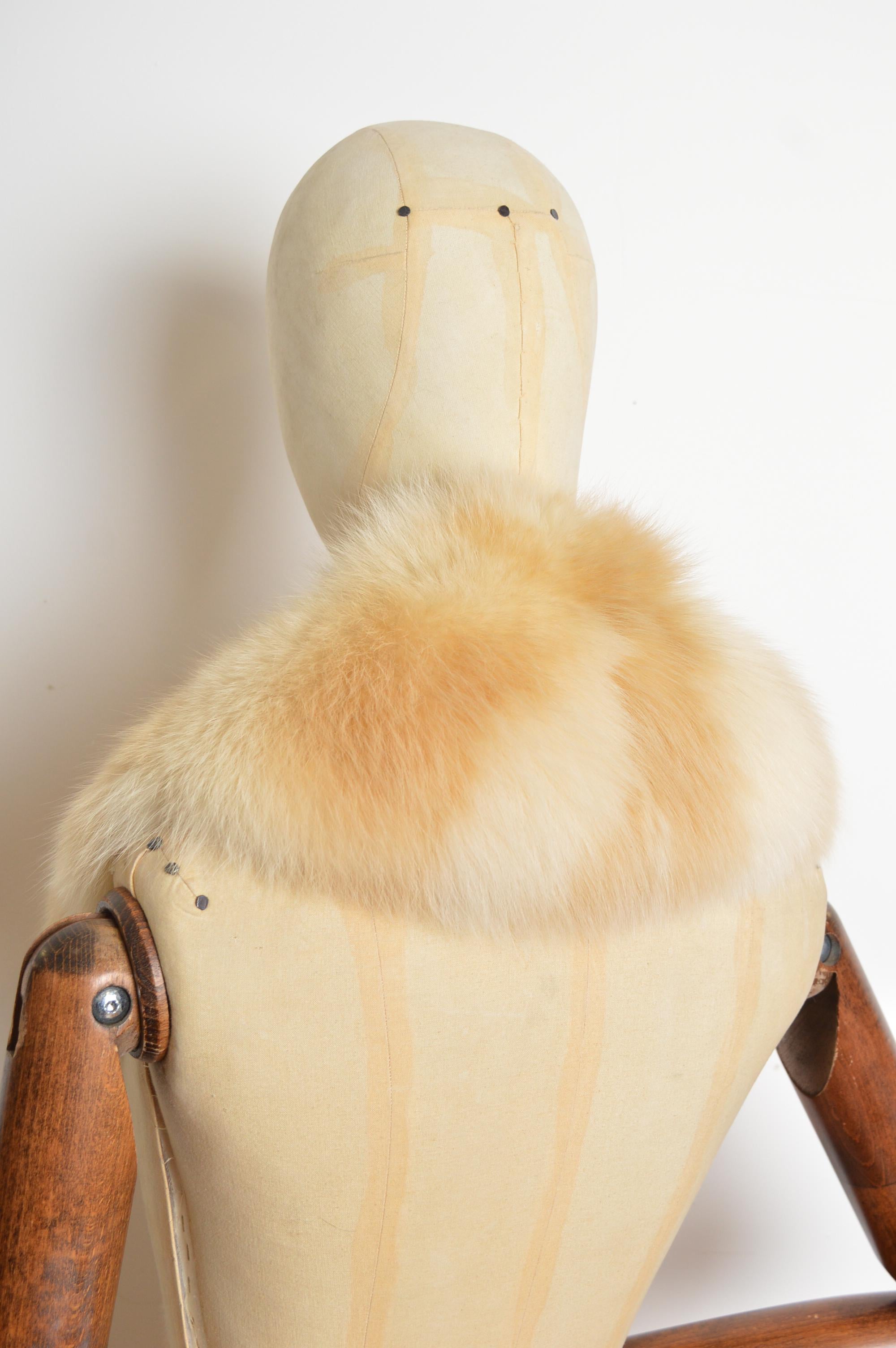 Luxueuse étole Vintage en fourrure de renard rayée blonde - Col en fourrure blanche en vente 4
