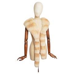 Luxurious Vintage Blonde Striped Fox Fur Stole - White Fur Collar