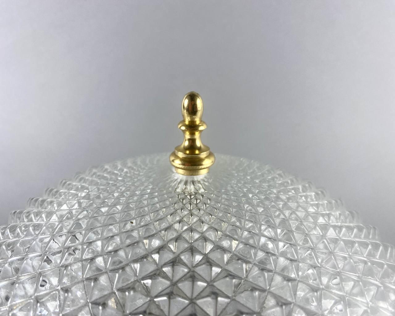 Luxurious Vintage Ceiling Lamp  Glass Shade In Gilt Bronze Fittings For Sale 1
