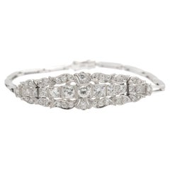 Art Deco 14K White Gold Diamond Bracelet, 3.00 ct, Late 20th Century