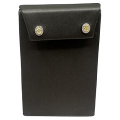 Lussuose borchie con diamanti gialli in oro bianco 14 carati - 0,52 carati, con chiusura a pressione, nuove