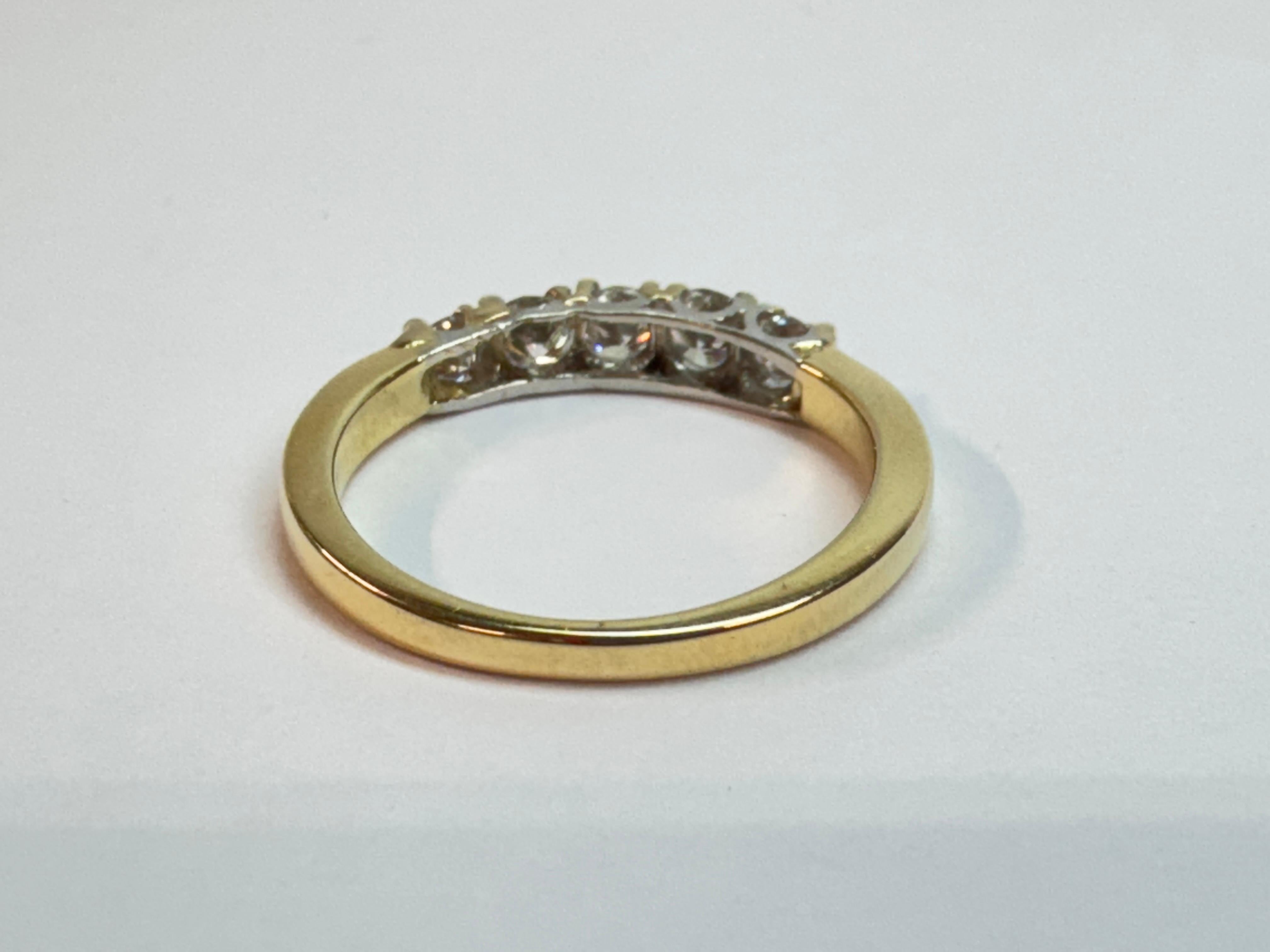 Luxurious Yellow Gold Five-Diamond Ring For Sale 3