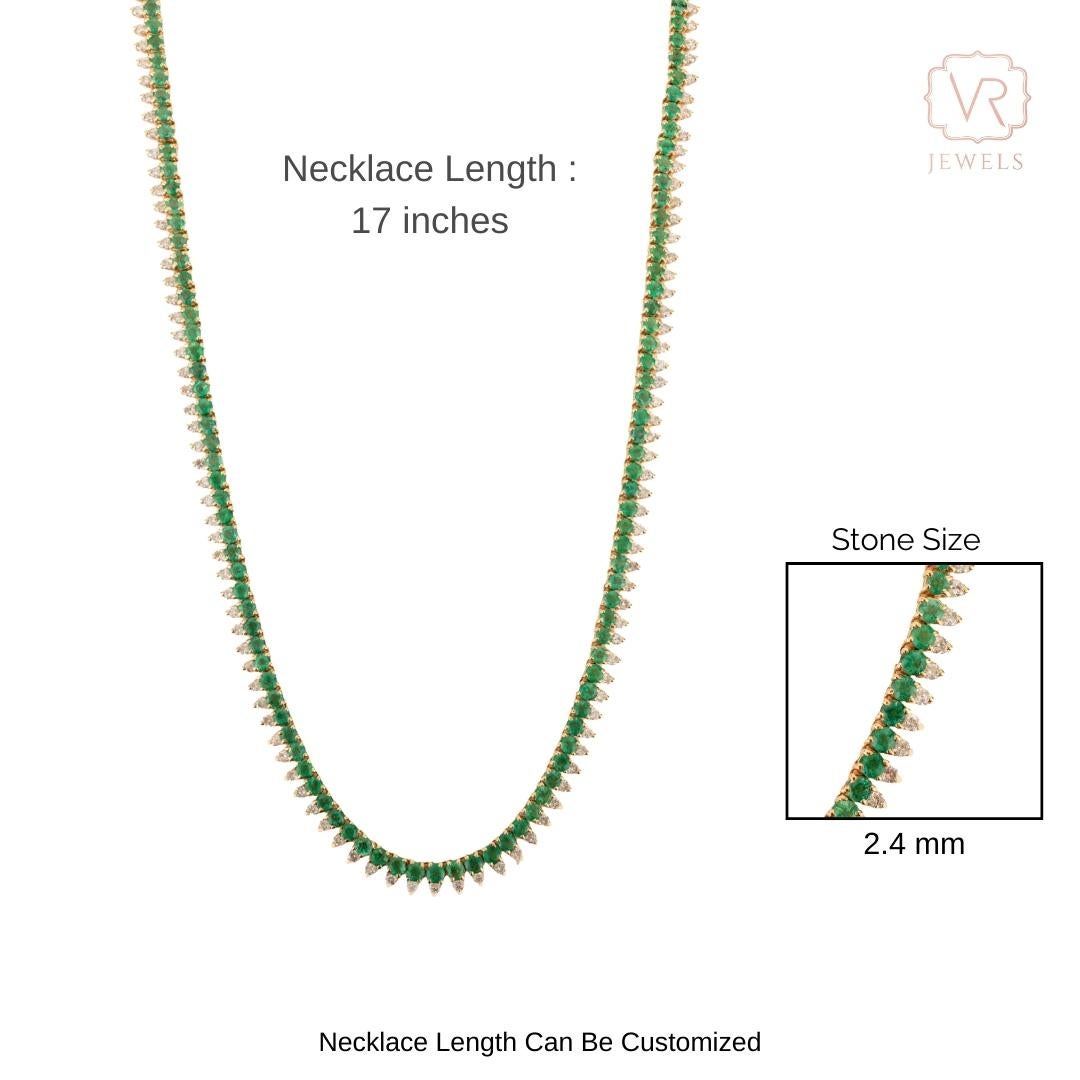 Luxuriöse 10,2 CTW Smaragd & 3,45 CTW Diamant Tennis-Halskette aus 18K Gelbgold im Angebot 5