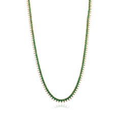 Luxury 10.2 CTW Emerald 
3.45 CTW Diamond Tennis Necklace in 18K Yellow Gold