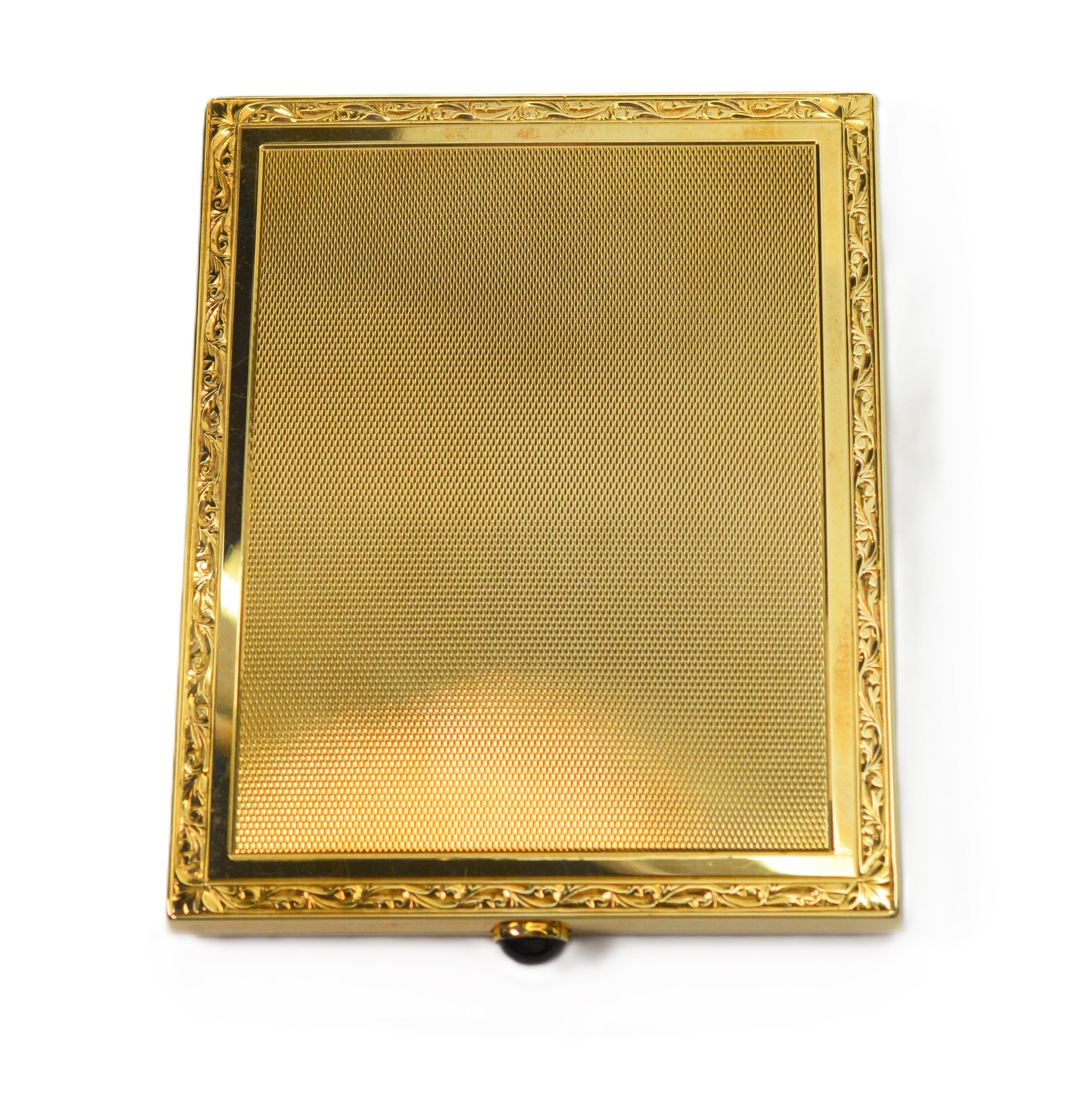 Luxury 14 Karat Yellow Gold Cigarette Case For Sale 3