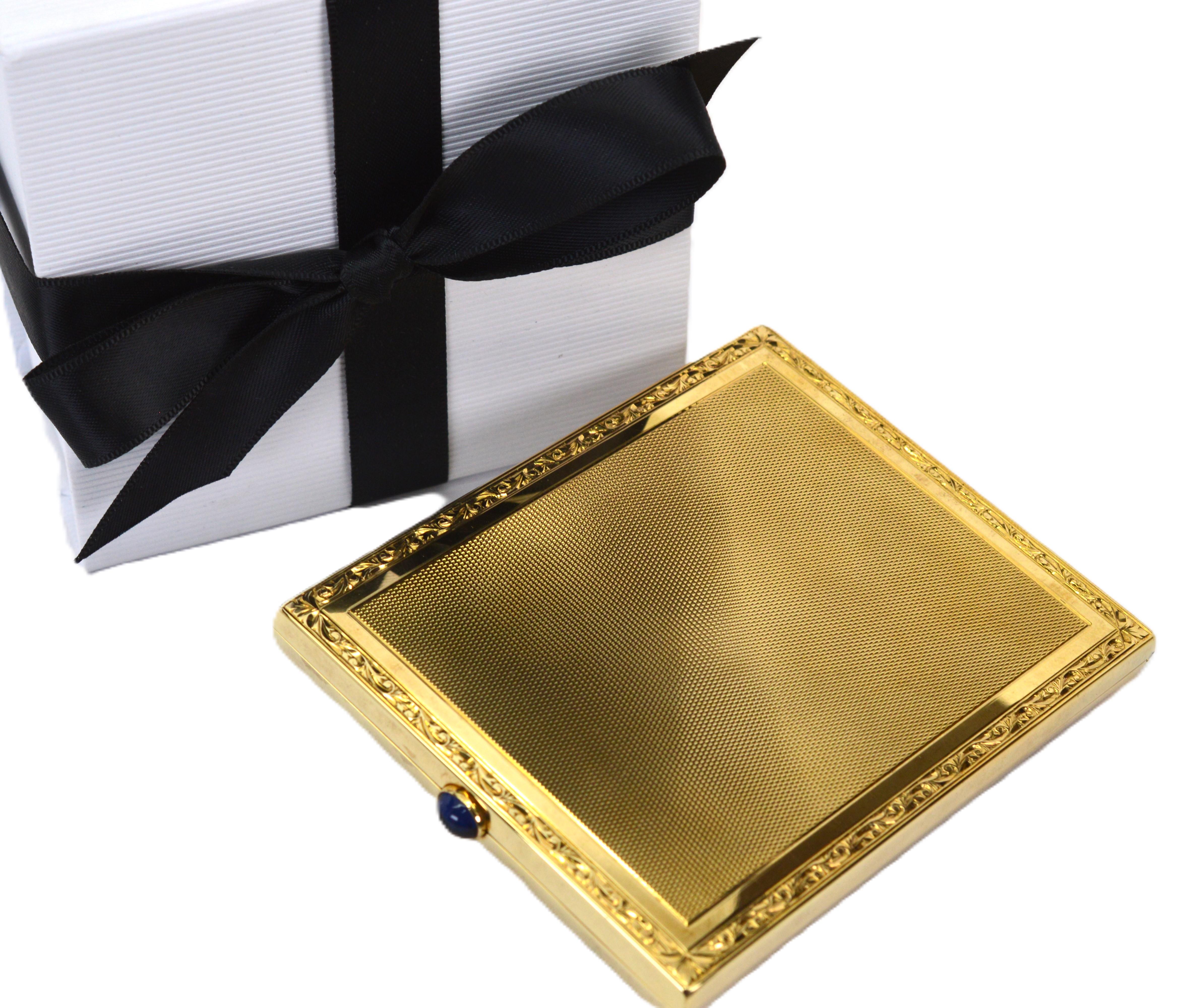 Luxury 14 Karat Yellow Gold Cigarette Case For Sale 4
