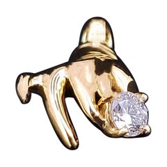 Luxury 14K White/Yellow Gold Women's Hand Diamond Pendant