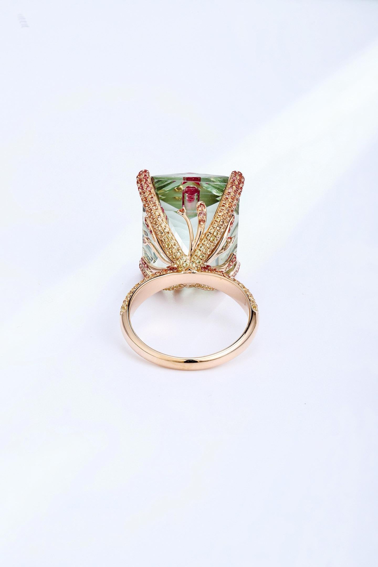 Luxury Natural Rare Red Emerald Beryl 18K gold Ring 10.71Gram For Sale 5