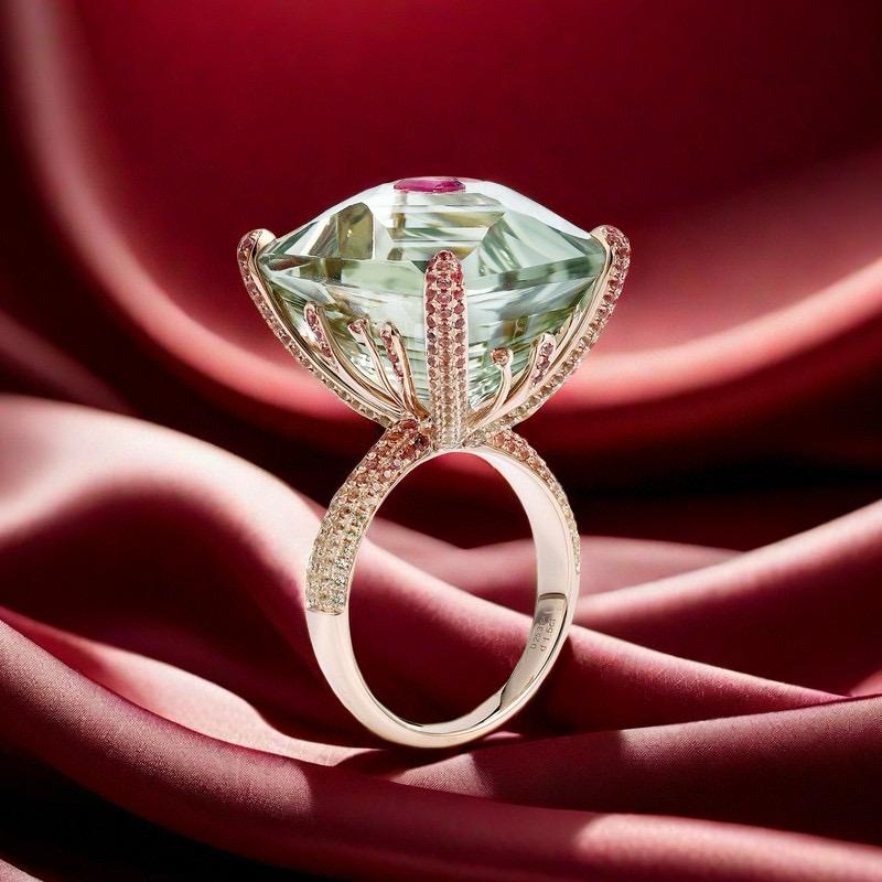 Luxury Natural Rare Red Emerald Beryl 18K gold Ring 10.71Gram For Sale 6