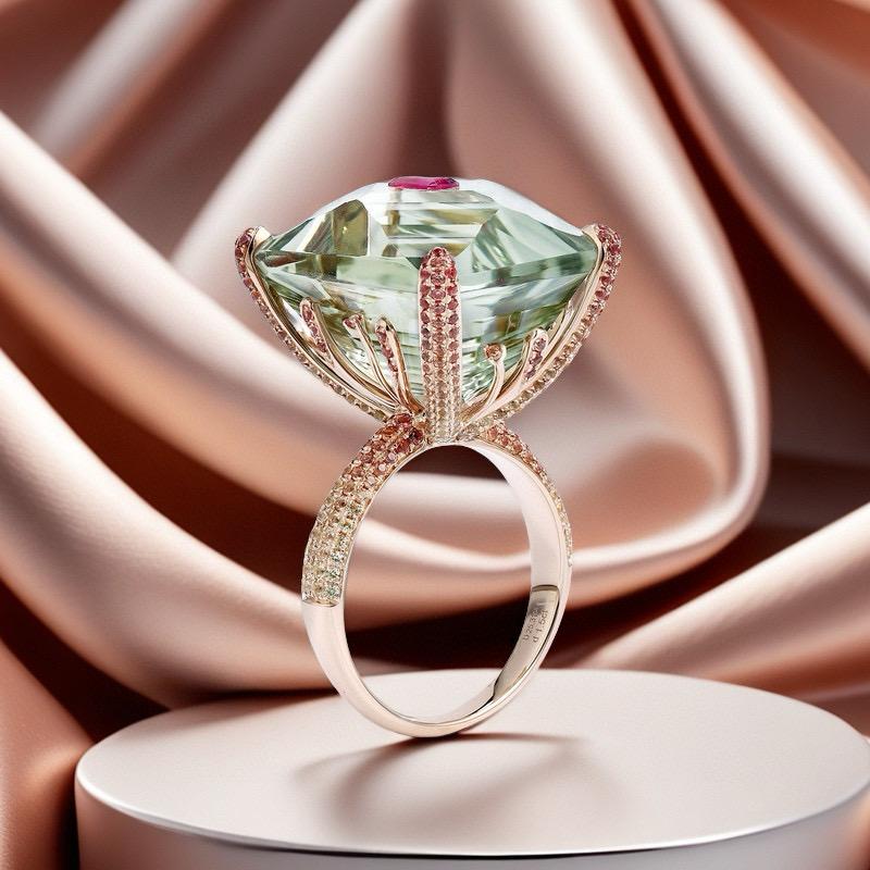 Women's or Men's Luxury Natural Rare Red Emerald Beryl 18K gold Ring 10.71Gram For Sale