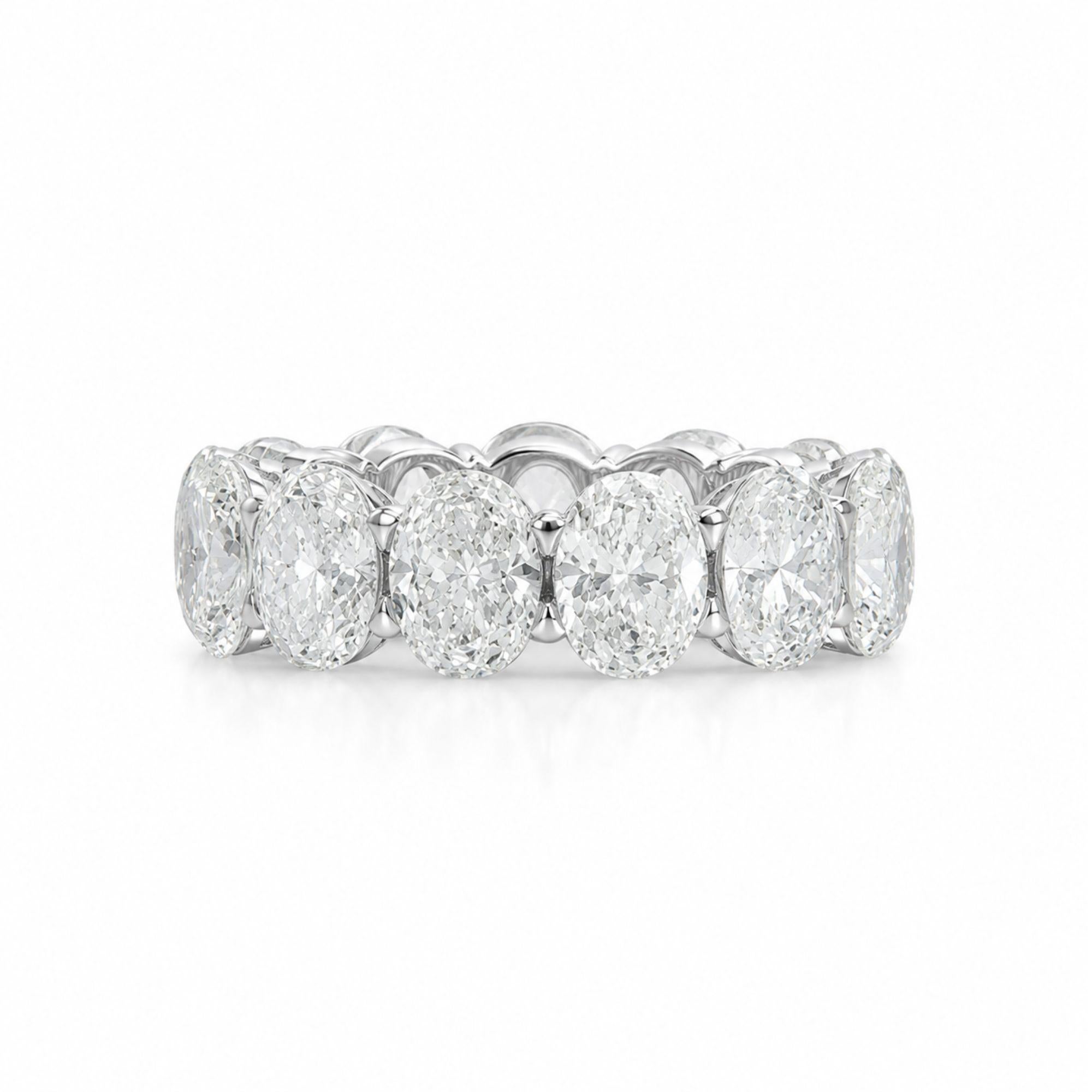 Oval Cut Diamond Eternity Band Ring in White Gold