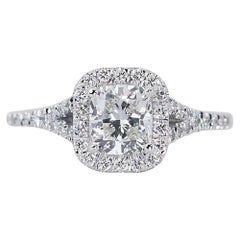 Luxury 18K White Gold Ring with dazzling 1.01 ct Cushion Natural Diamond