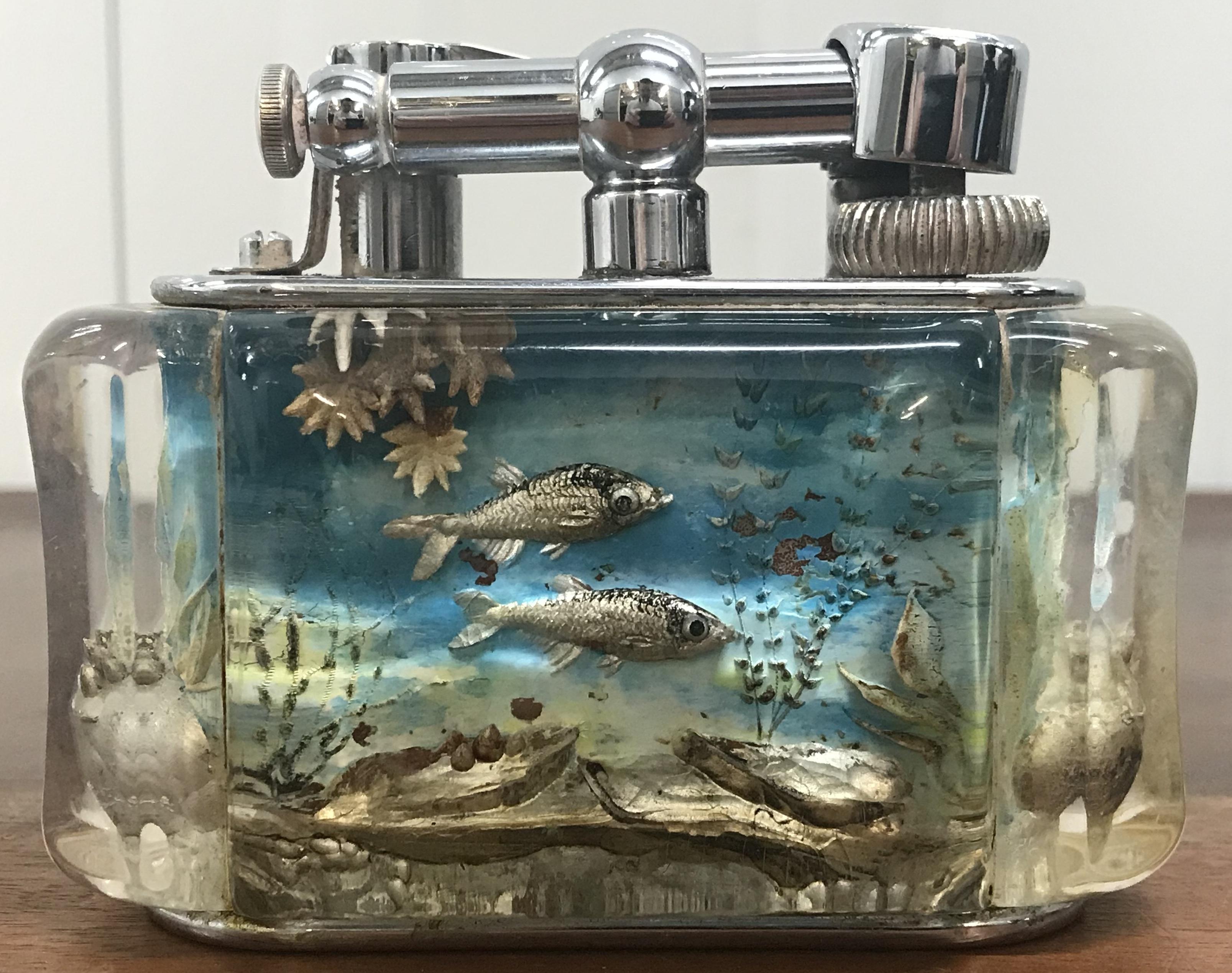 Luxury 1950s Dunhill Aquarium Oversized Table Lighter Made in England Chrome 5
