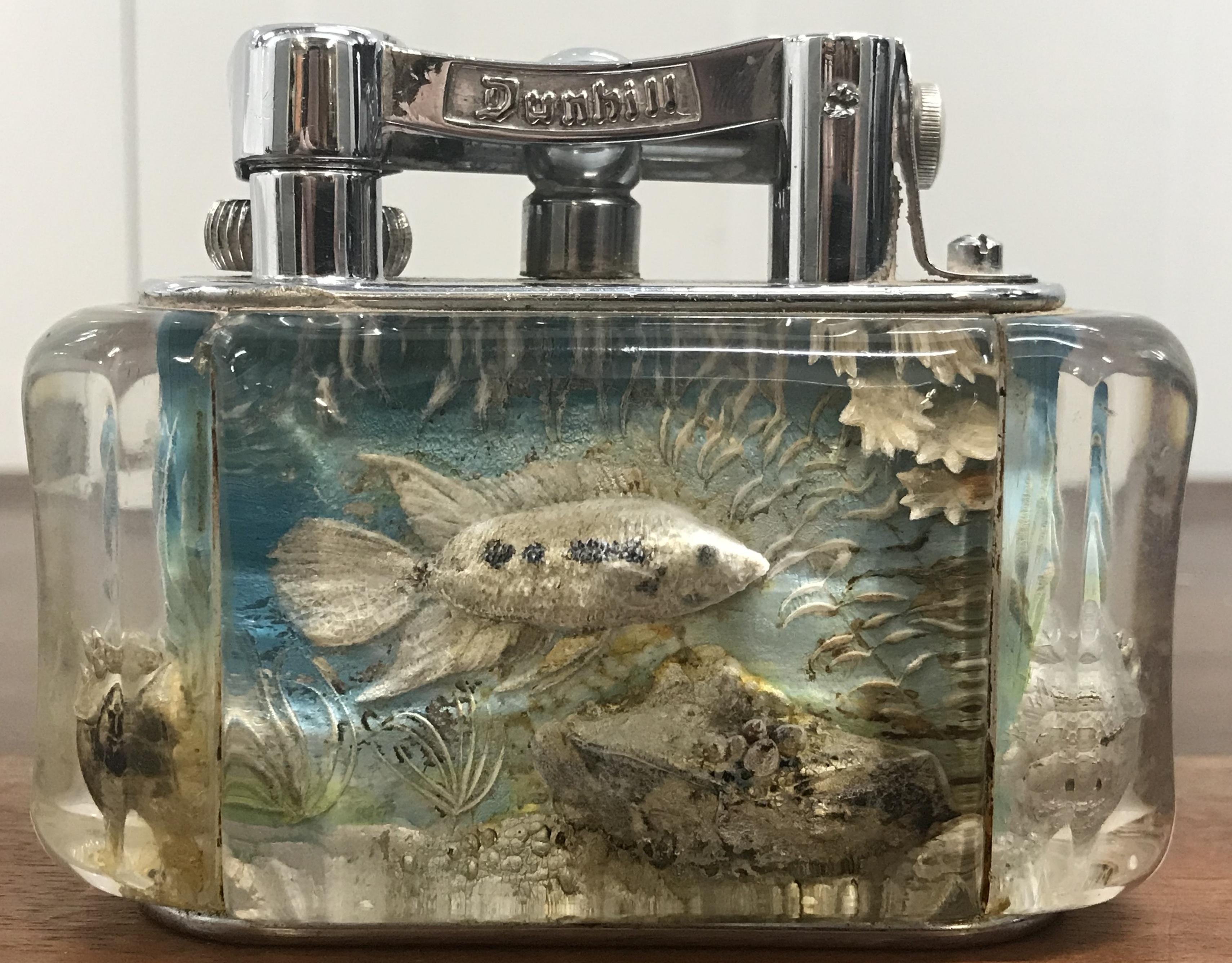 Mid-20th Century Luxury 1950s Dunhill Aquarium Oversized Table Lighter Made in England Chrome