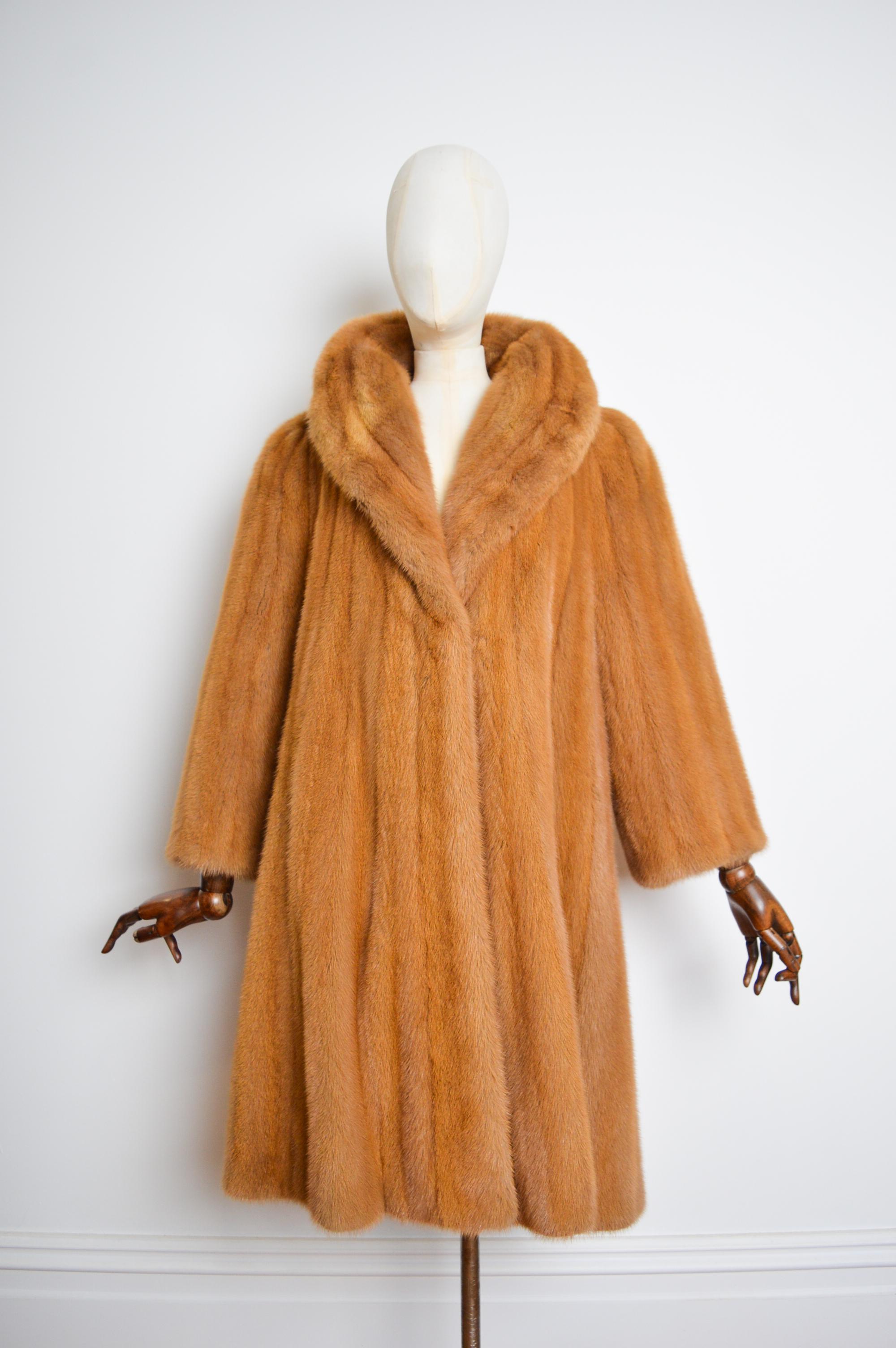 Luxury 1980's Vintage Ginger Thick Plush Mink Fur Long Swing Coat 6