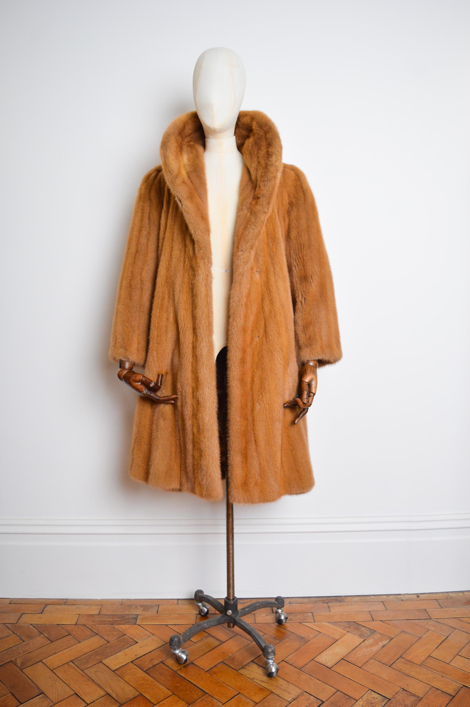 Luxury 1980's Vintage Ginger Thick Plush Mink Fur Long Swing Coat 8